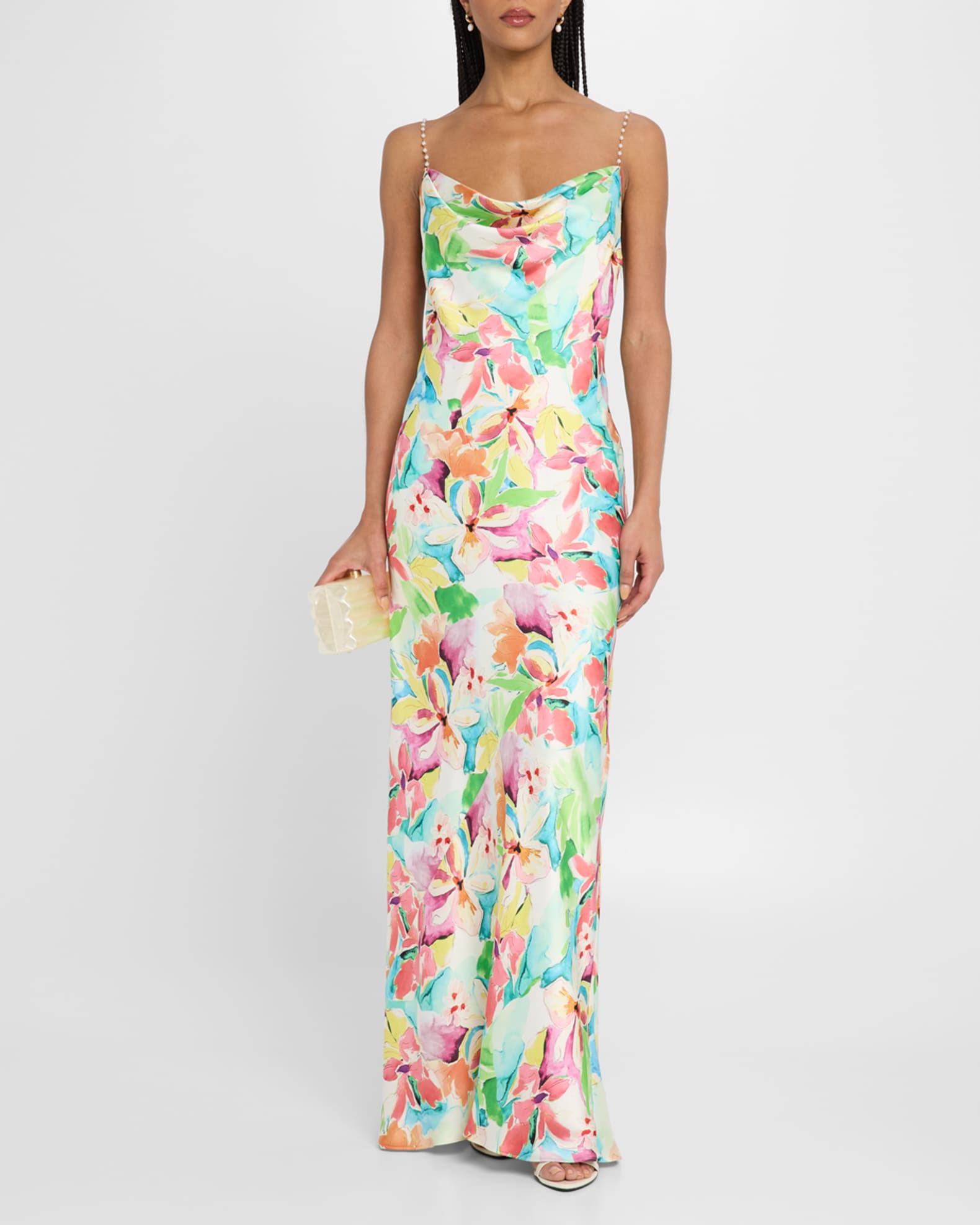 Lola Backless Floral-Print Sateen Gown 1