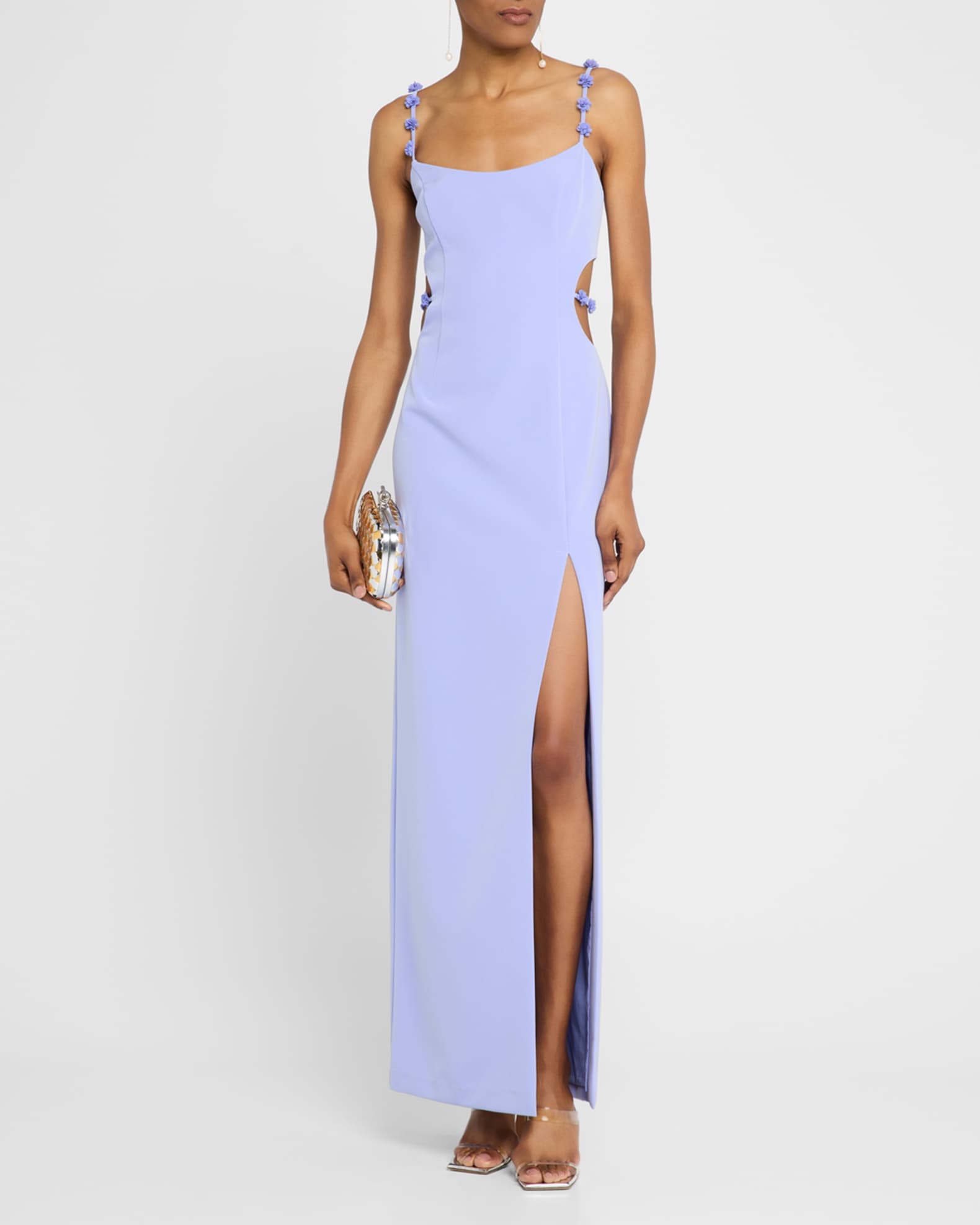 Emma Cutout Floral Applique Column Gown