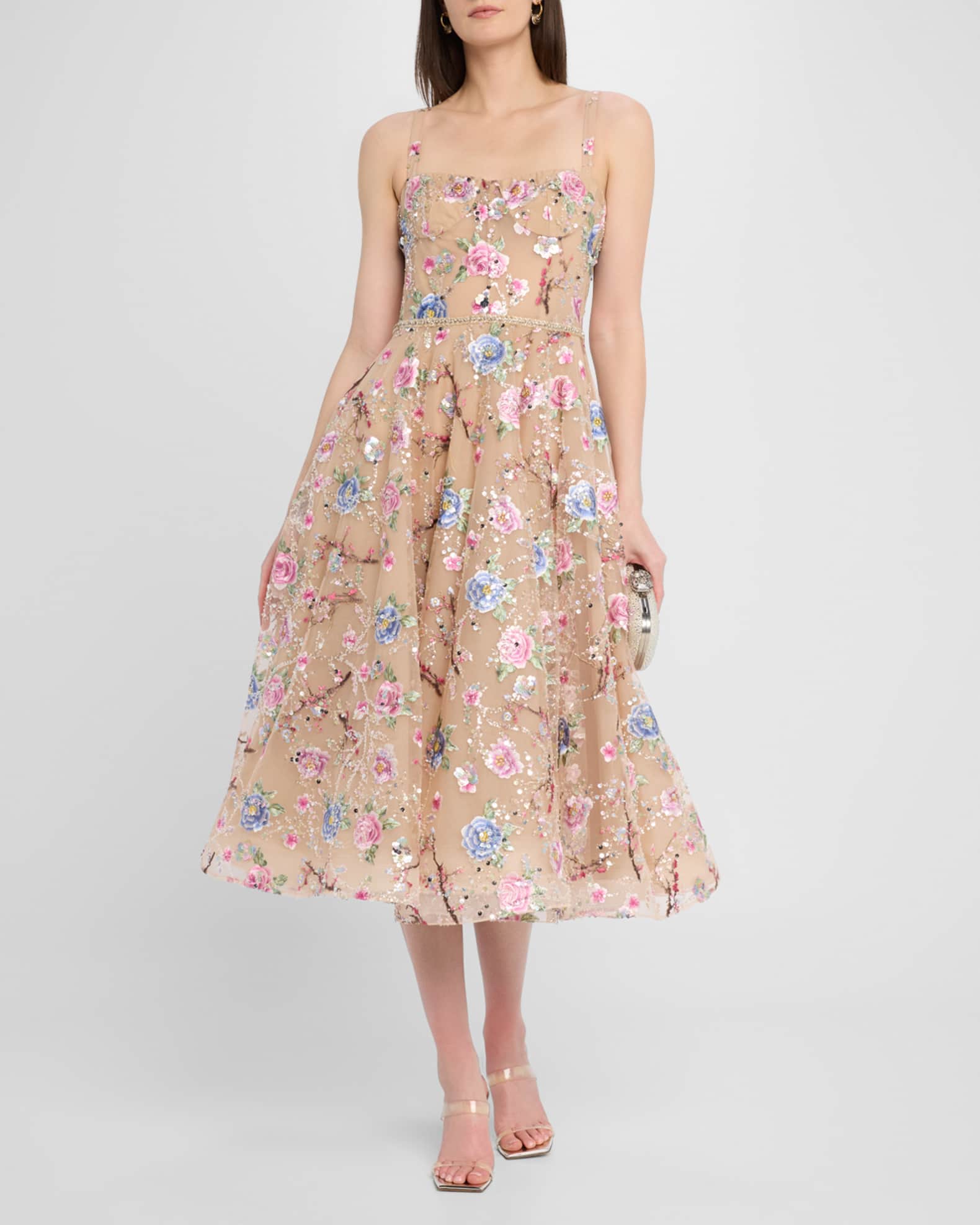 Mademoiselle Beaded Embroidered Midi Dress 1
