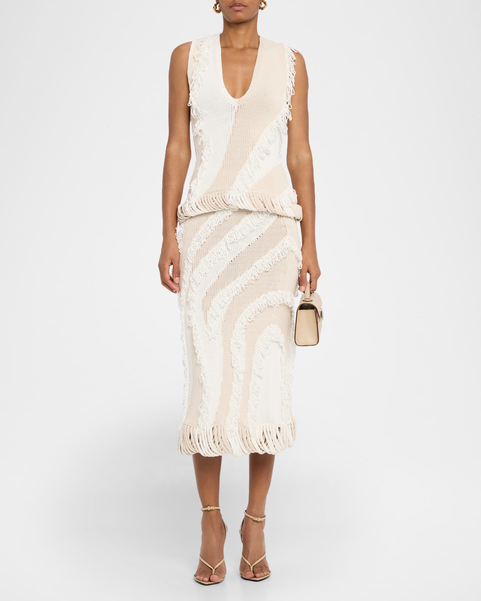 Roaring Fringed Knit Midi Skirt 1