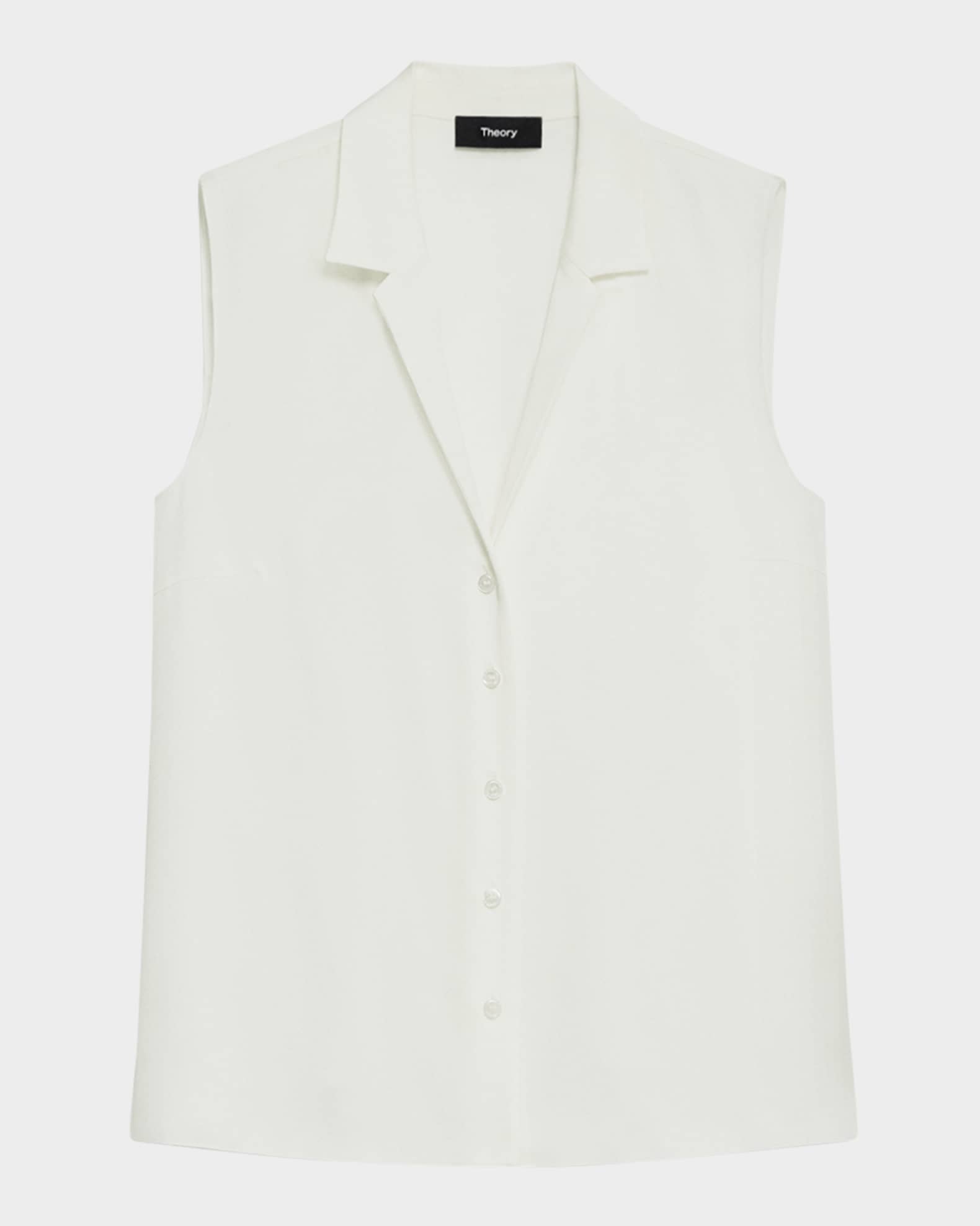 Sleeveless Silk Camp Blouse  0