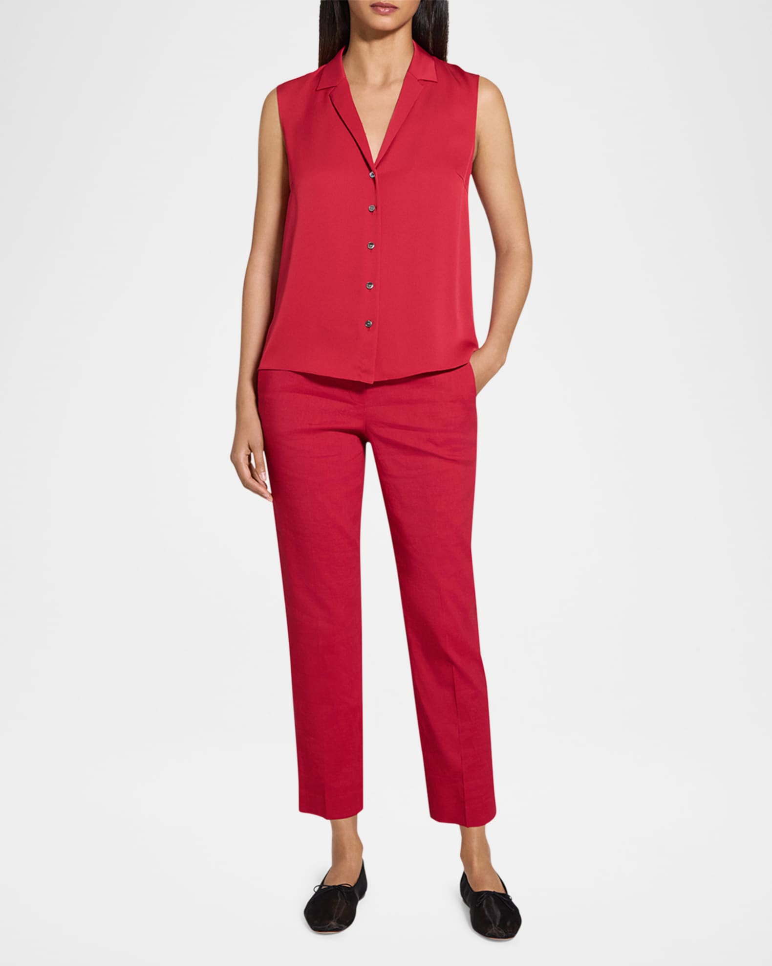 Sleeveless Silk Camp Blouse  1