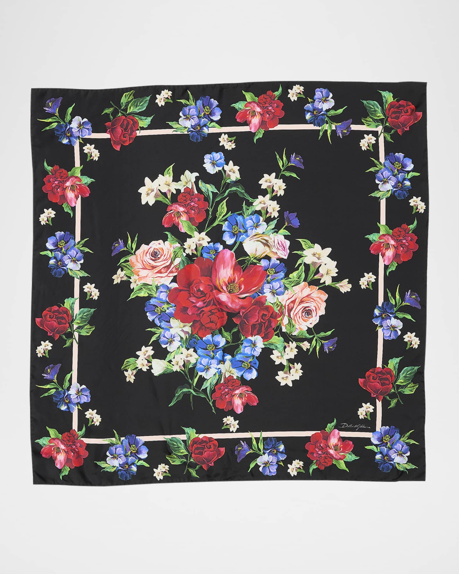 Floral Foulard Silk Scarf 0