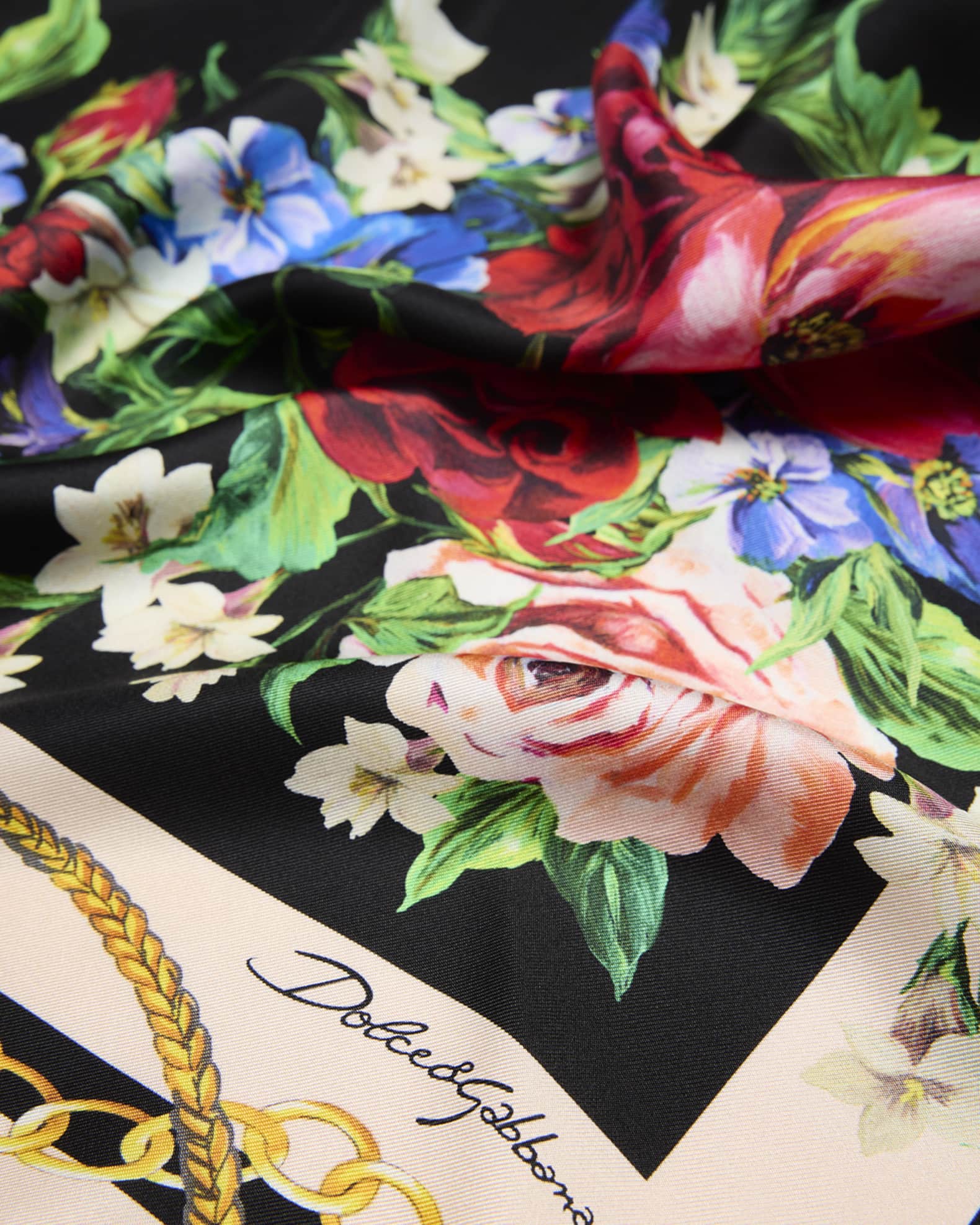 Dolce&Gabbana Floral Chain Foulard Silk Scarf | Neiman Marcus