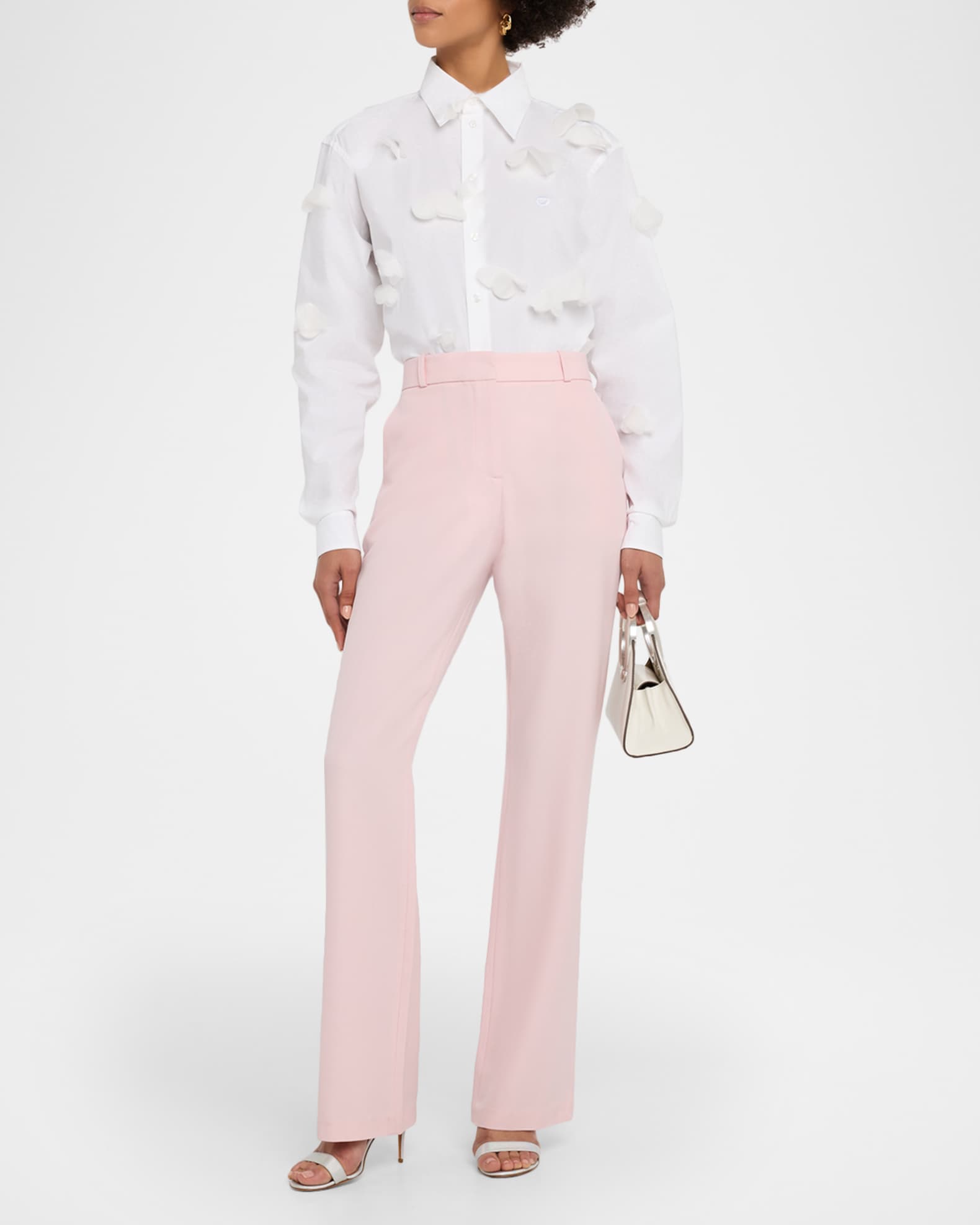 Organza Butterfly Button-Down Cotton Shirt 1