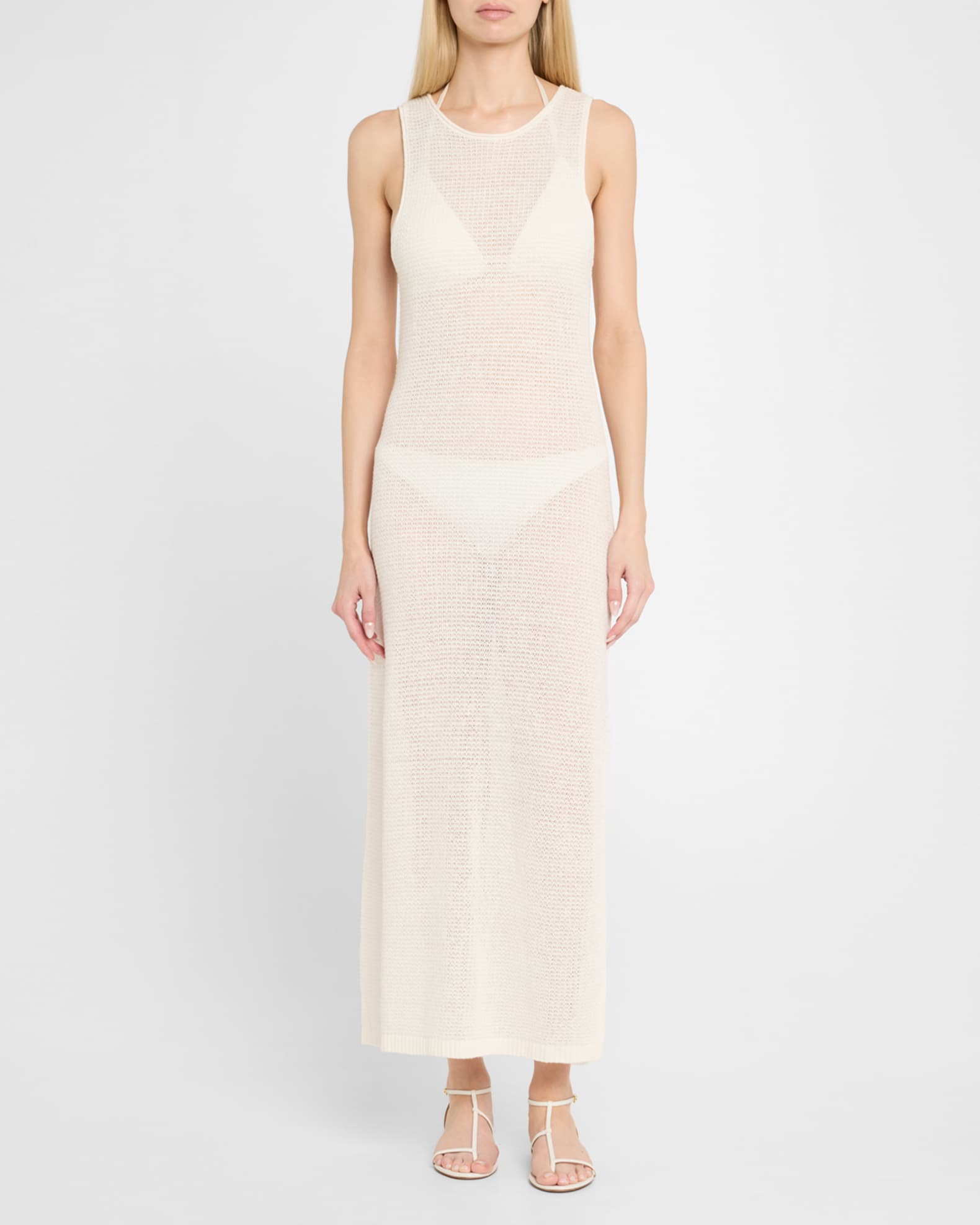 Linen Knit Scoop-Back Maxi Dress Coverup 1
