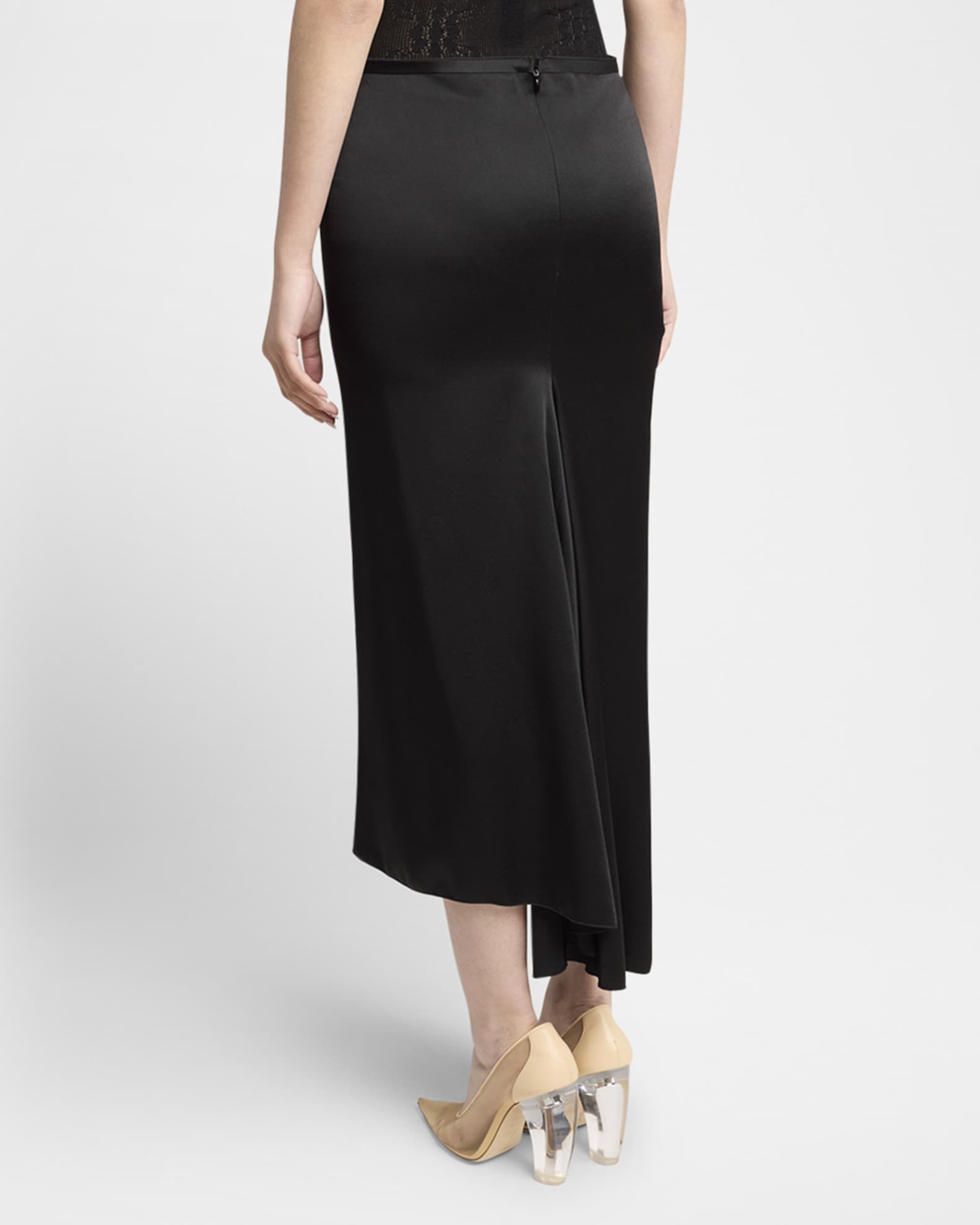 スカート Victoria Beckham Black midi skirt with draping Victoria Beckham Draped Pleat Satin Midi Skirt | Neiman Marcus