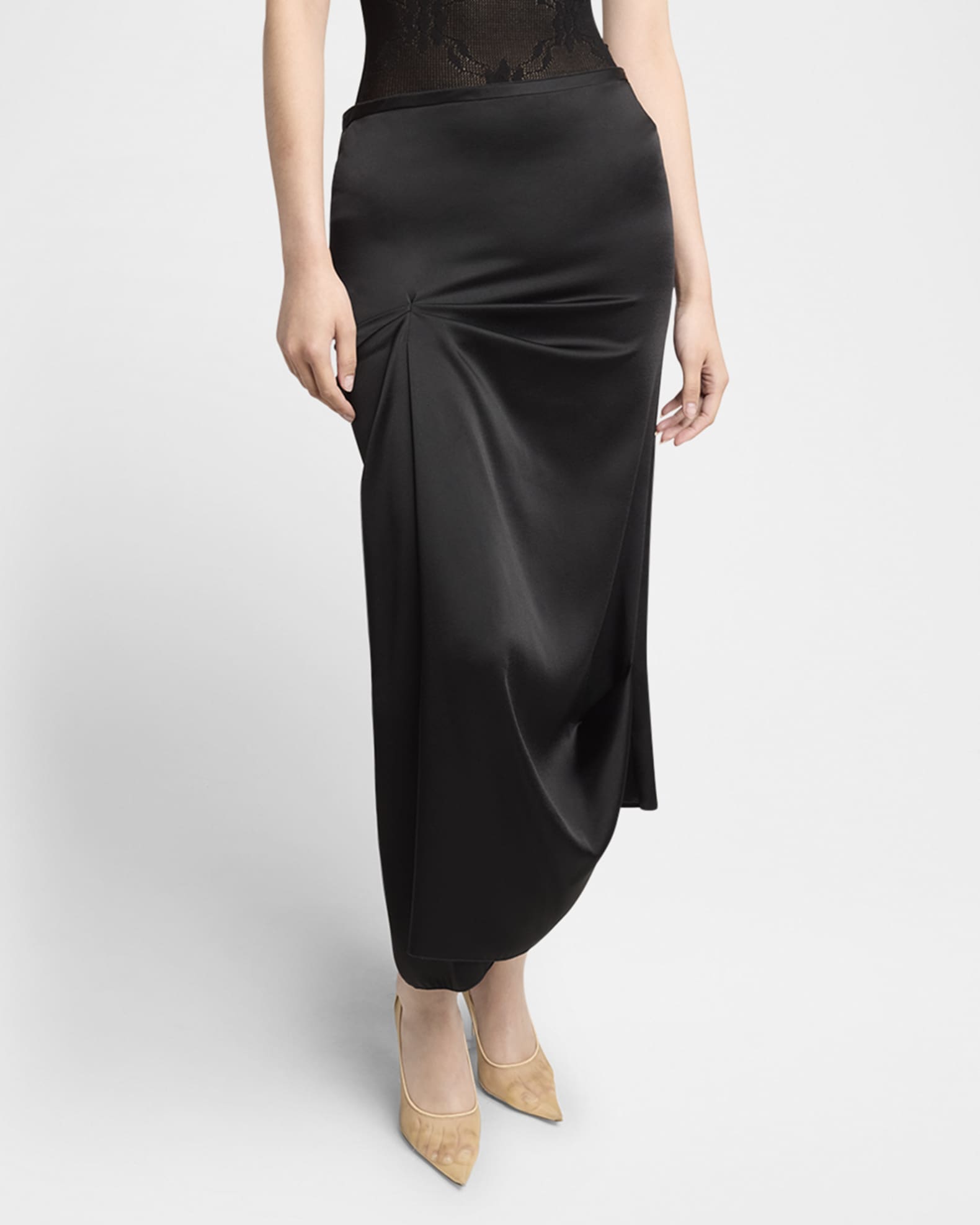 スカート Victoria Beckham Black midi skirt with draping Victoria Beckham Black midi skirt with draping | TheDoubleF