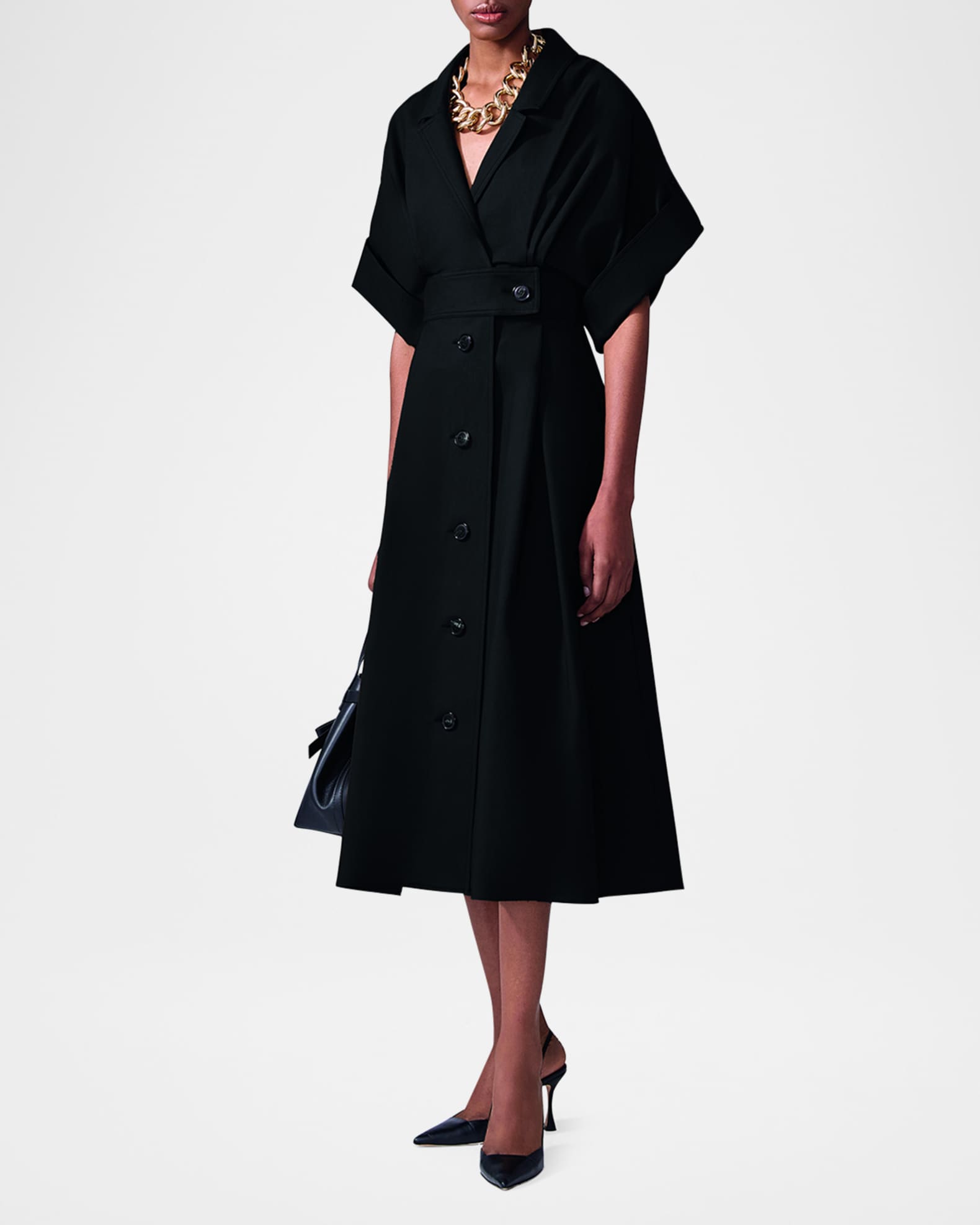 Wide Short-Sleeve Midi Shirtdress 1