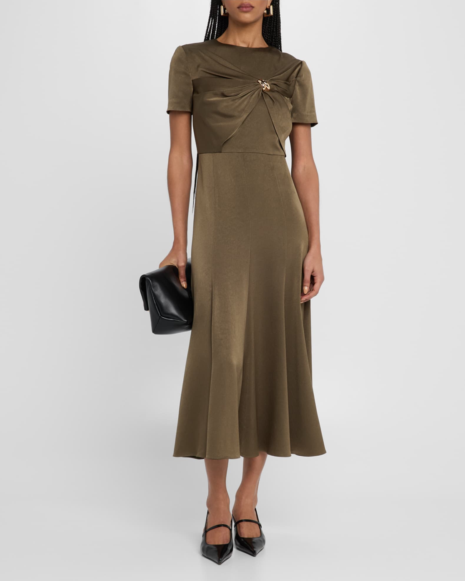 Draped Satin Crepe Midi Dress 1