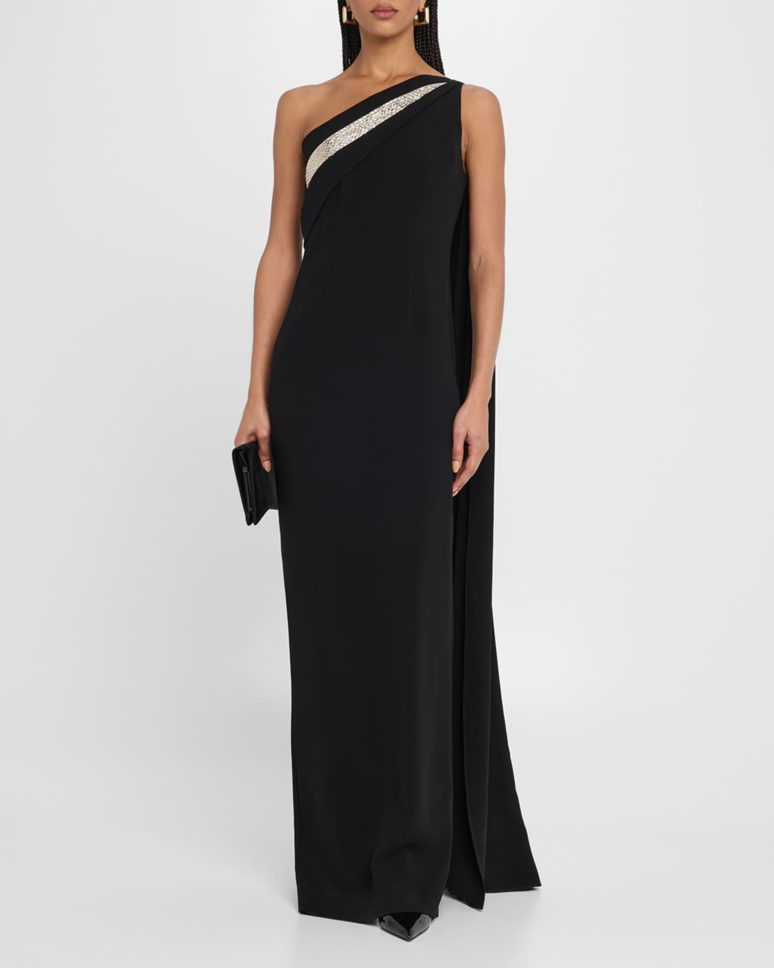One-Shoulder Diamante Column Gown 1