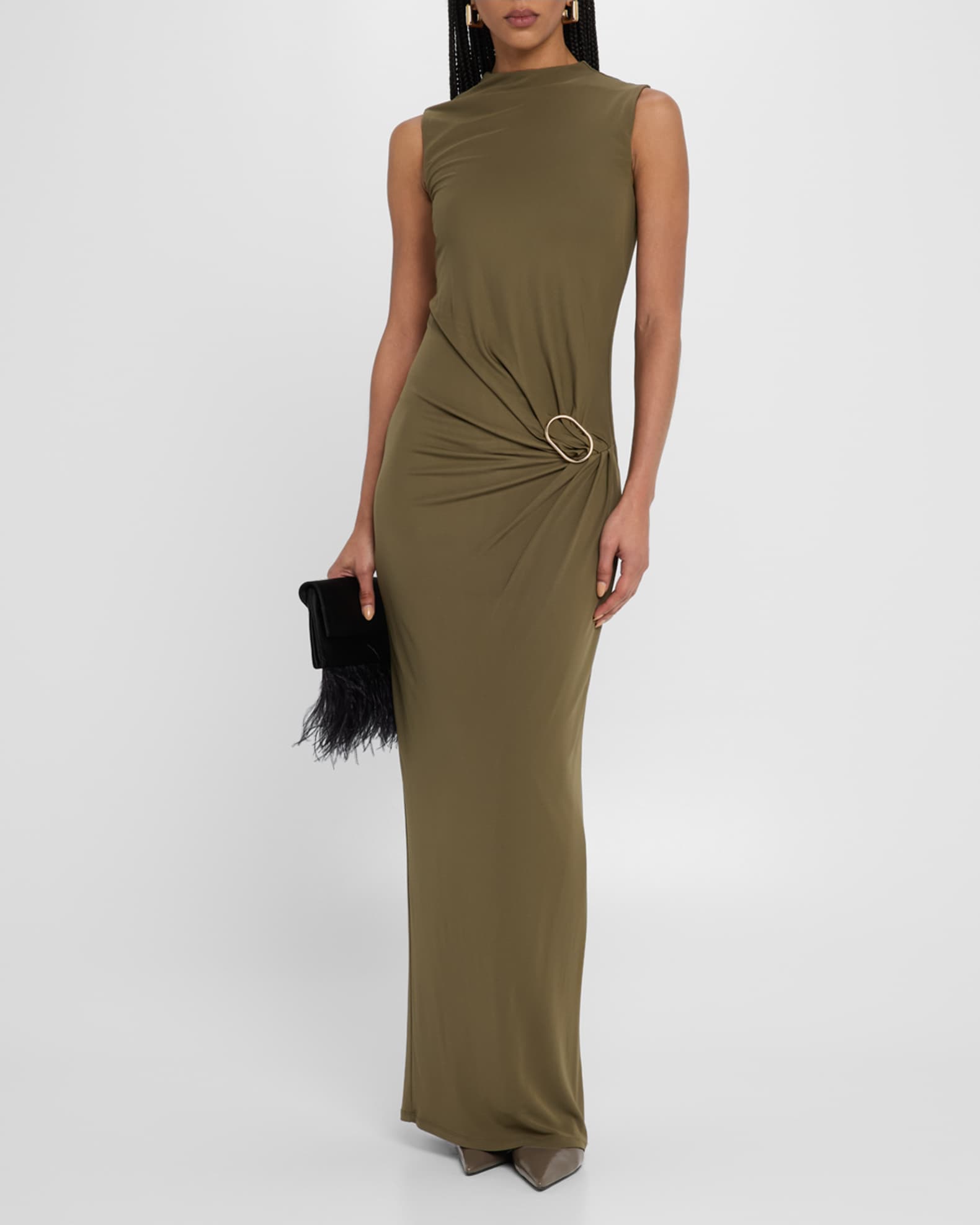 Roland Mouret Sleeveless Viscose Knit Maxi Dress with Buckle | Neiman ...