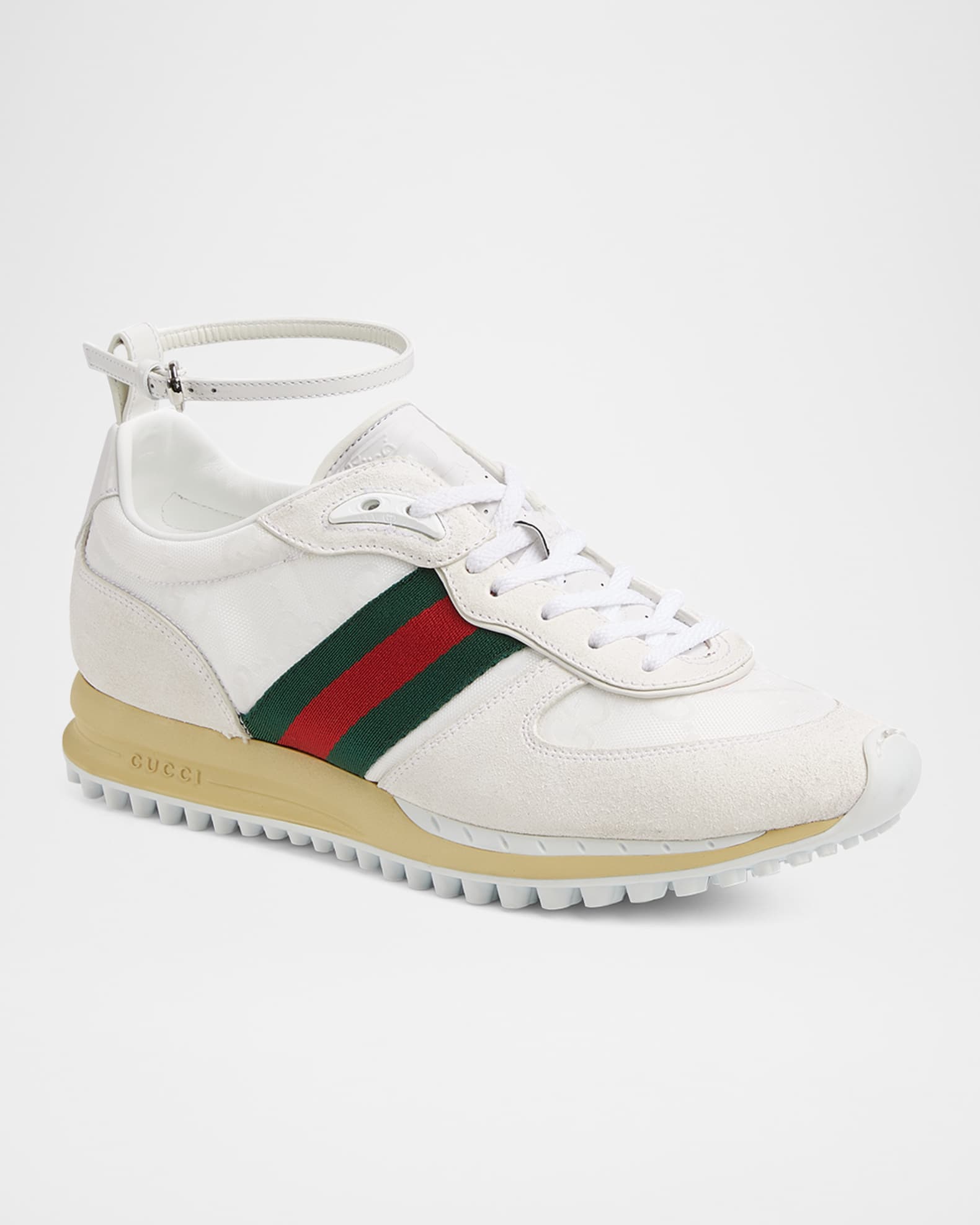 Gucci Suede Re-Motion Ankle Strap Sneakers | Neiman Marcus