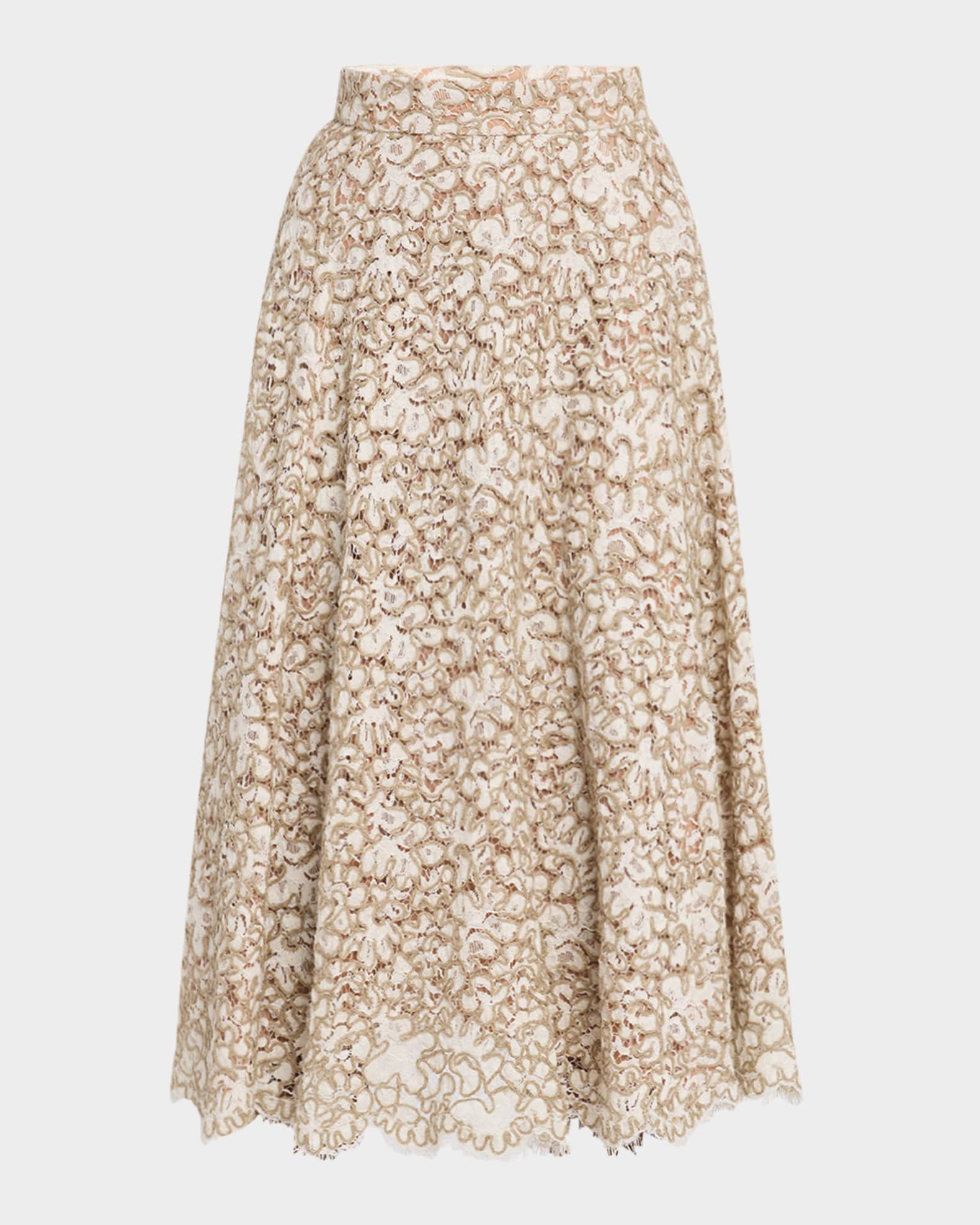 Rope Soutache Lace Midi Skirt 0