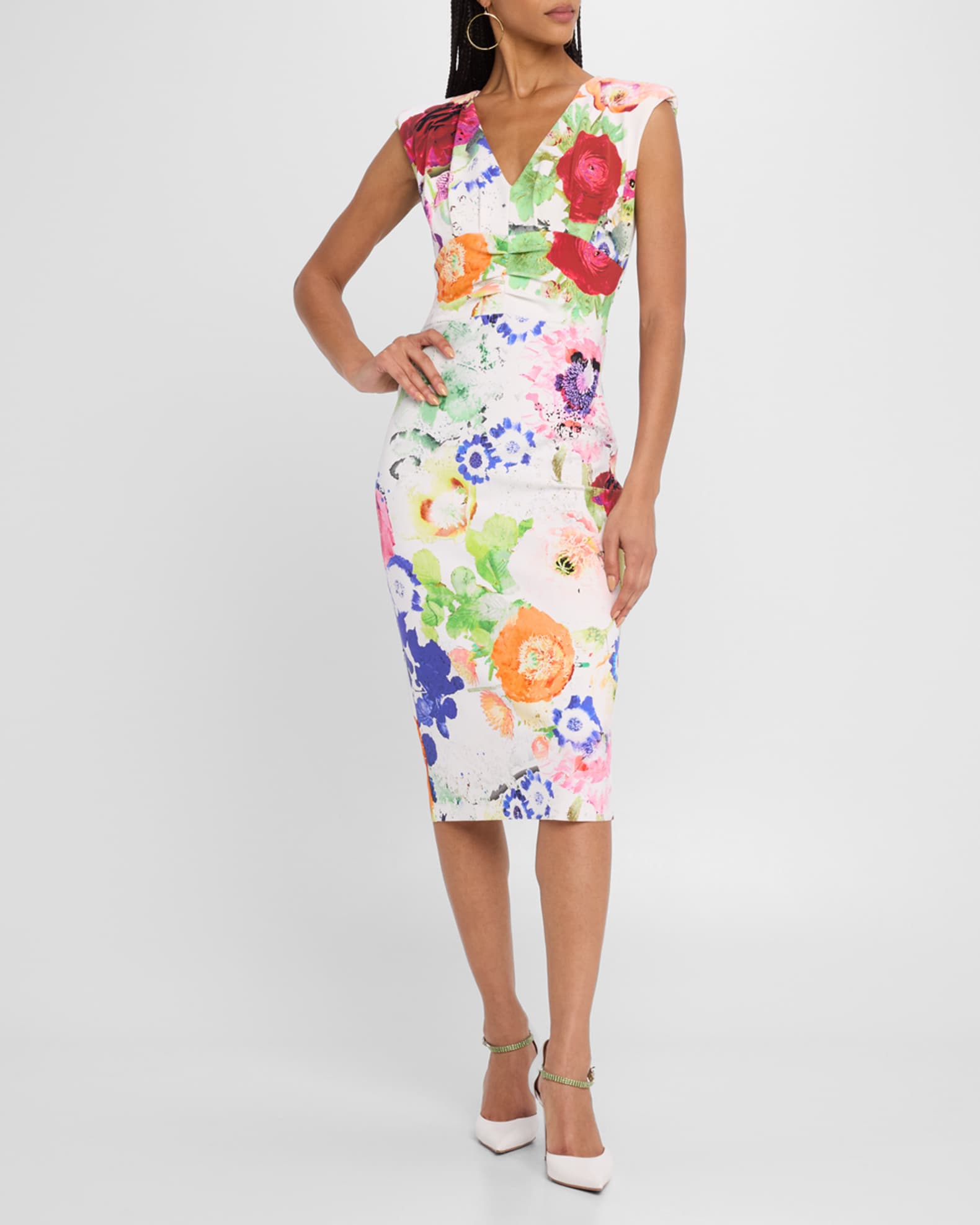 Chiara Boni La Petite Robe Shunji Floral-Print Bodycon Midi Dress