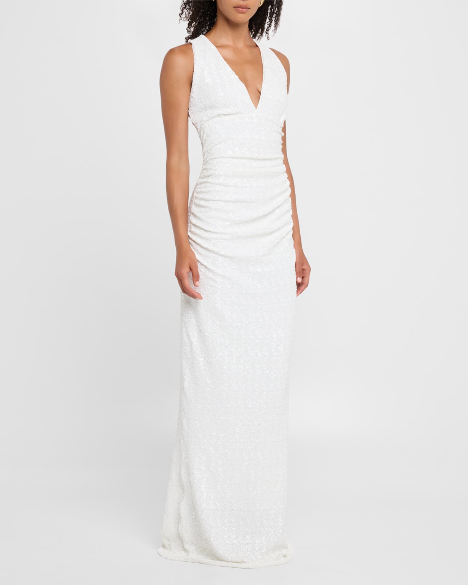 Ryosei Deep V-Neck Sequin Column Gown 1