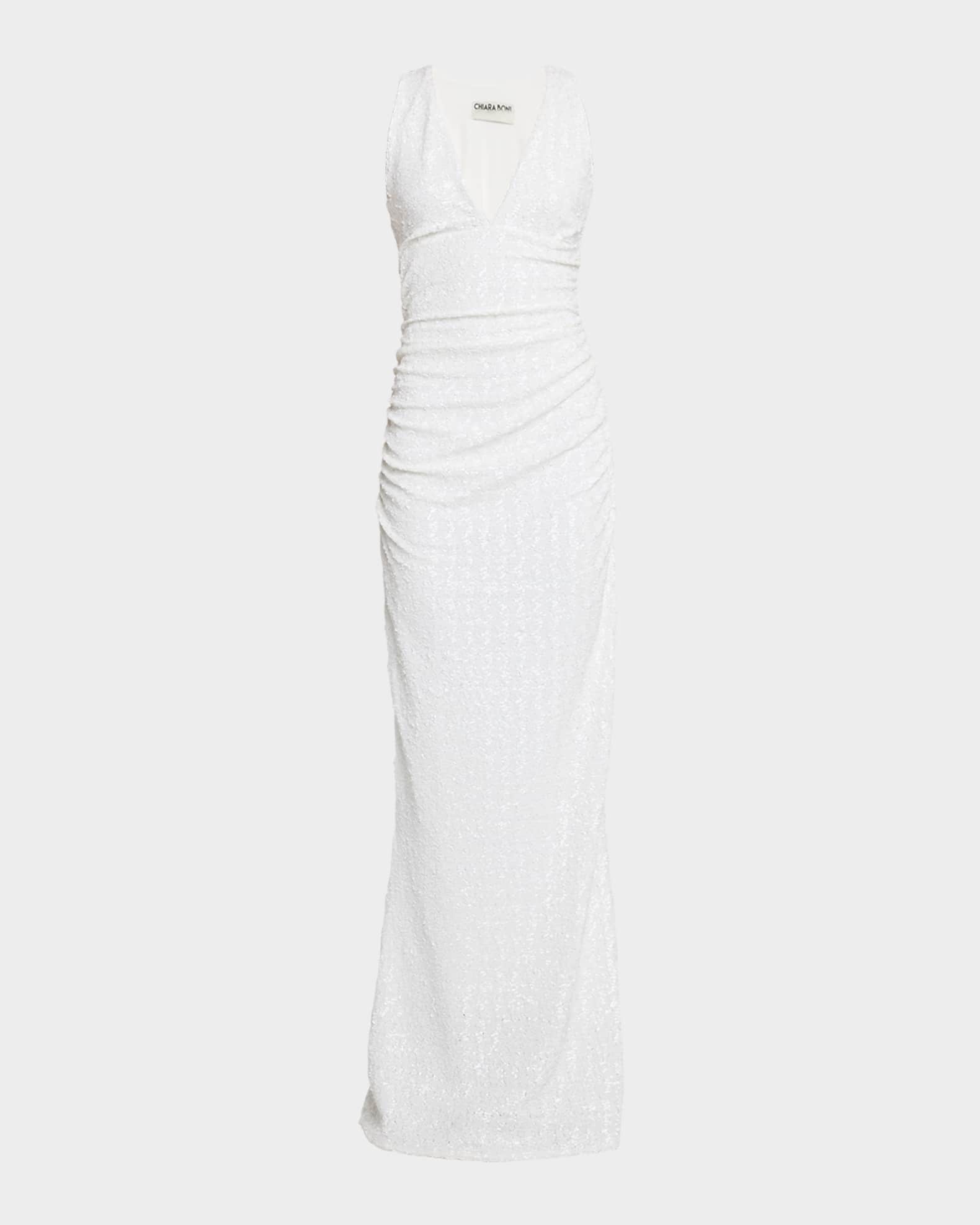 Chiara Boni La Petite Robe Ryosei Deep V-Neck Sequin Column Chiara Boni La Petite Robe Ryosei Deep V-Neck Sequin Column