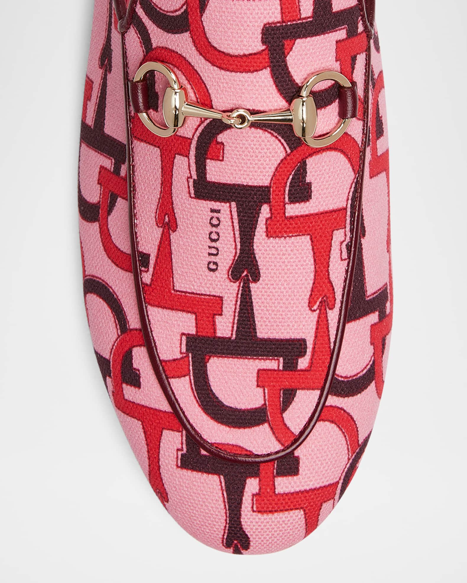 GUCCI★PRINCETOWN STRAWBERRY LEATHER LOAFER MULE w HORSEBIT New Authentic Gucci Princetown Strawberry Loafer Mules Flats