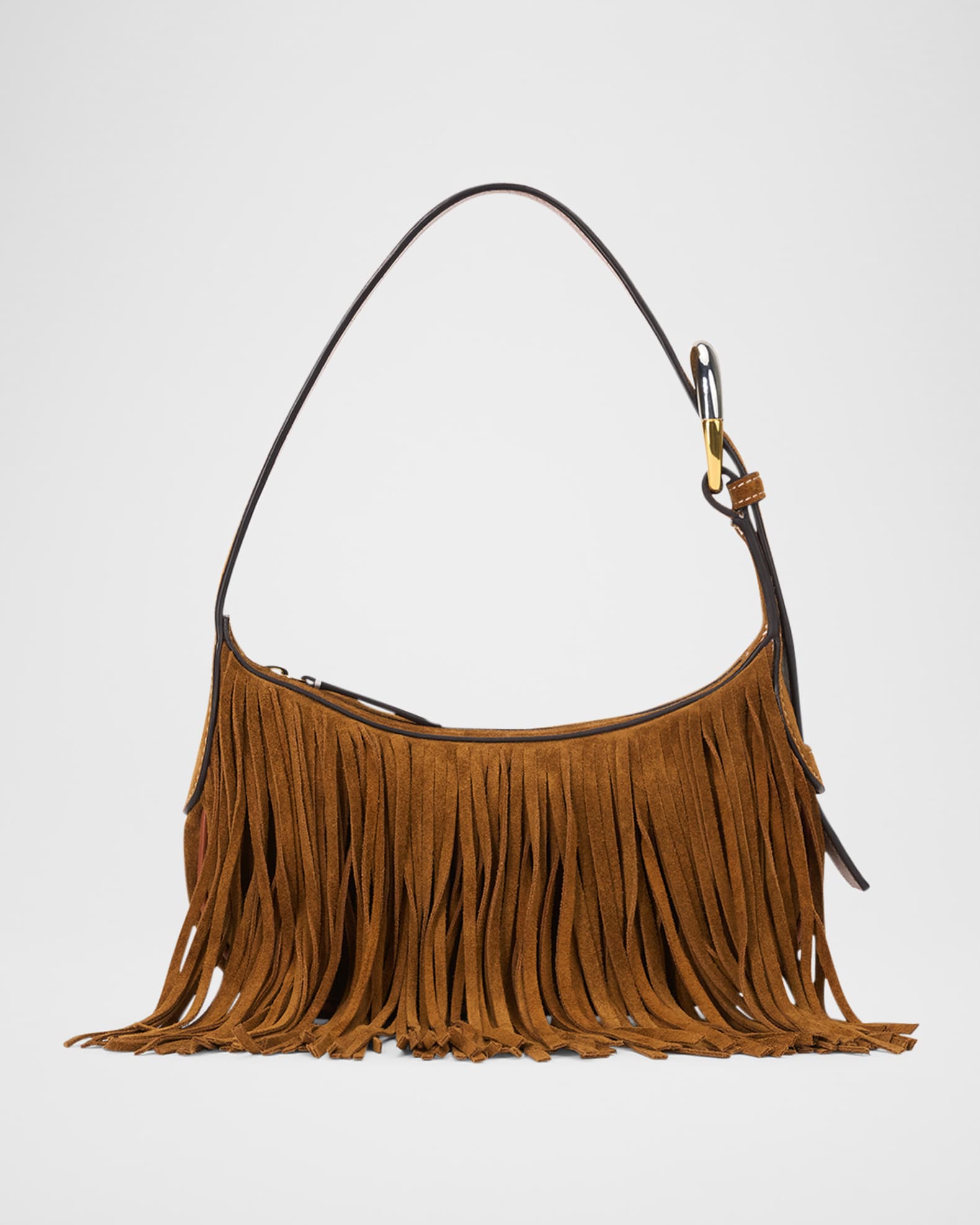 Owen Fringe Buckle Suede Shoulder Bag 0