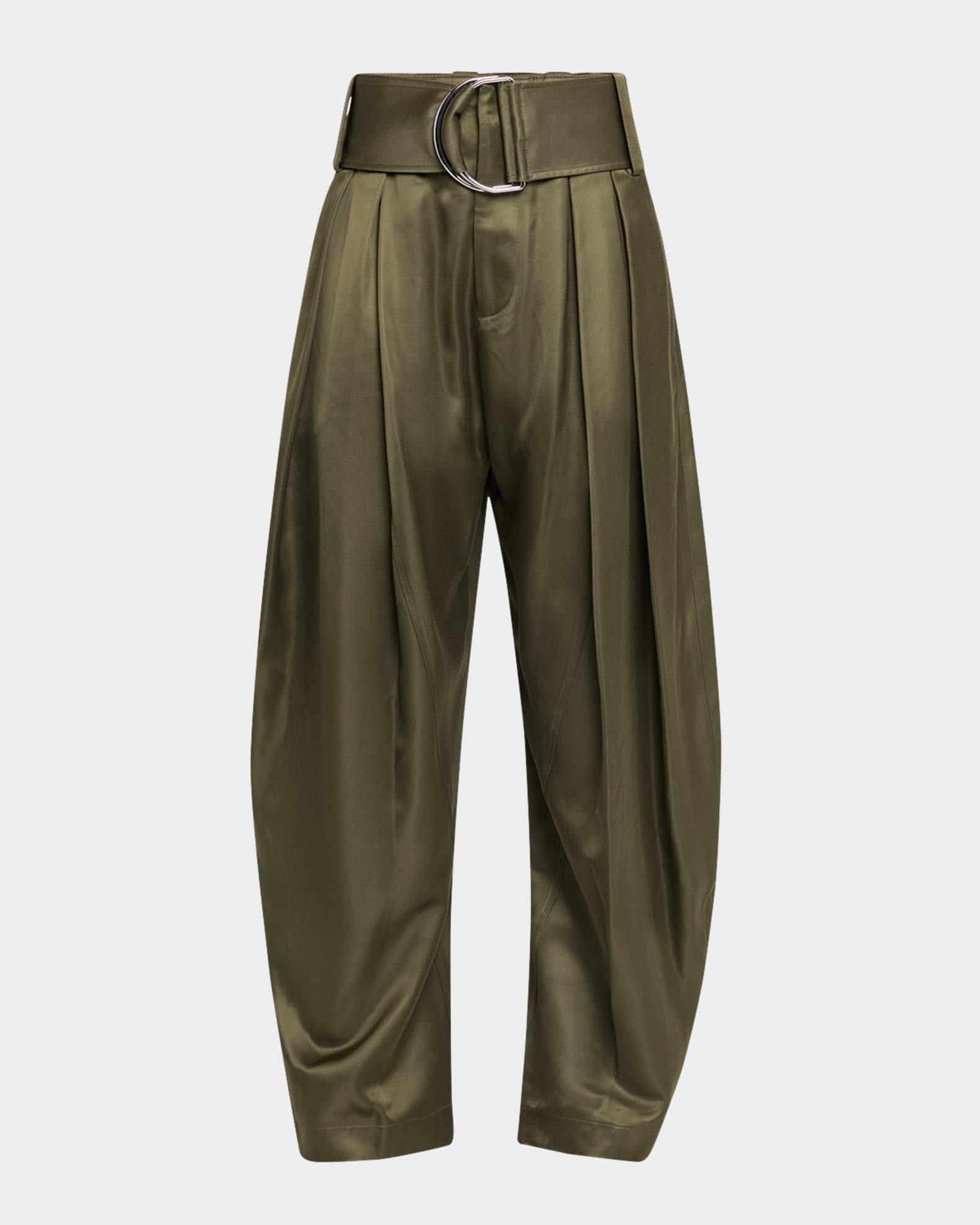 Pleated D-Ring Satin Trousers 0