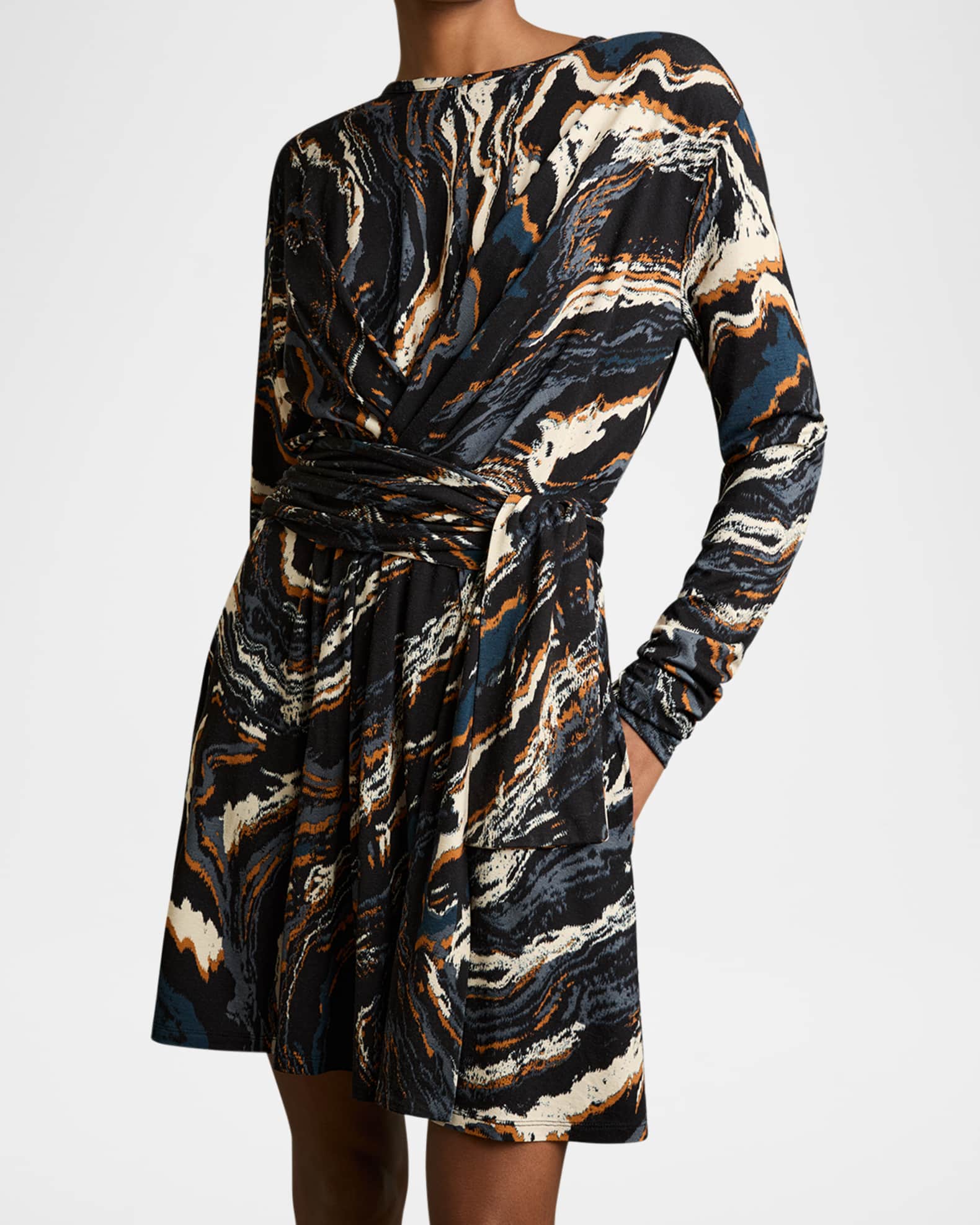 Reiss Jasmine Abstract-Print Jersey Mini Dress | Neiman Marcus