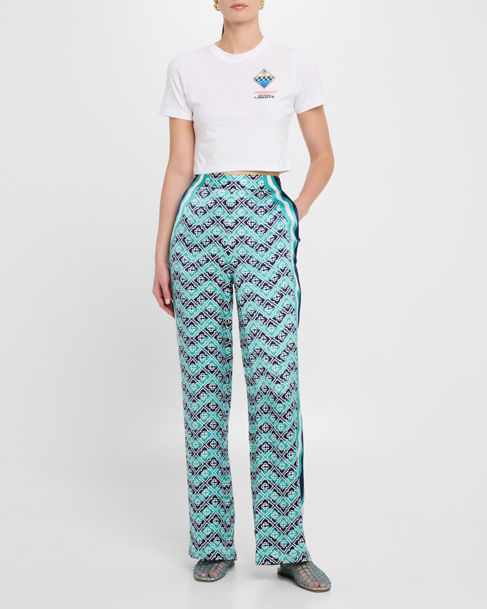 Lete En Liberte Print Crop Baby T-Shirt 1