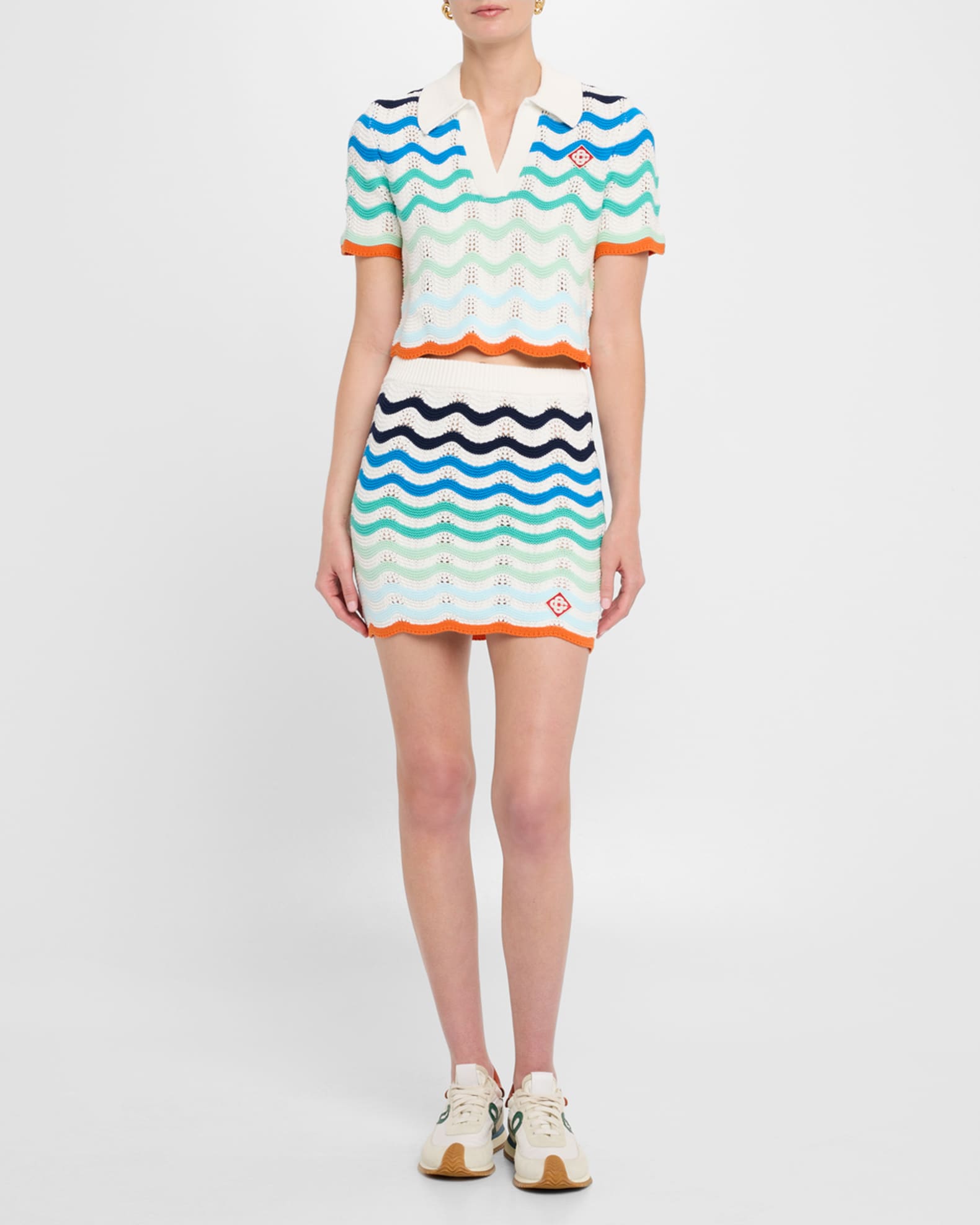 Wavy Crochet Crop Polo Top 1