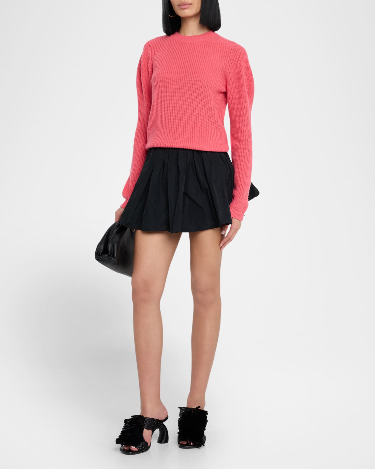 Puff-Sleeve Wool-Cashmere Sweater 1