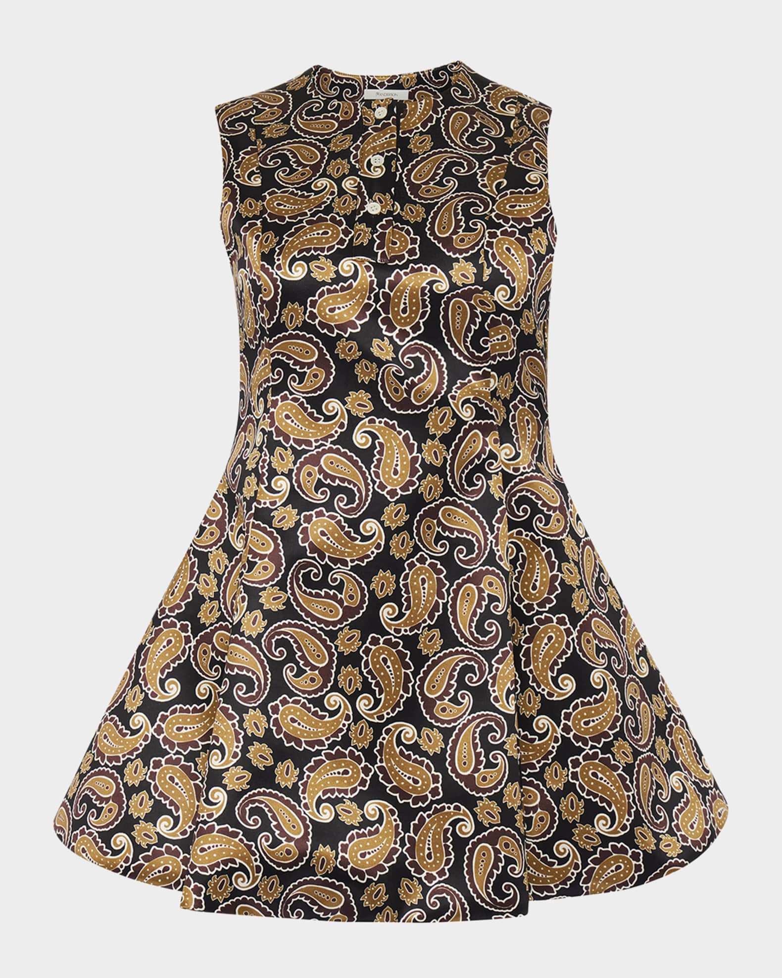 Paisley-Print Sleeveless Mini Henley Dress 0