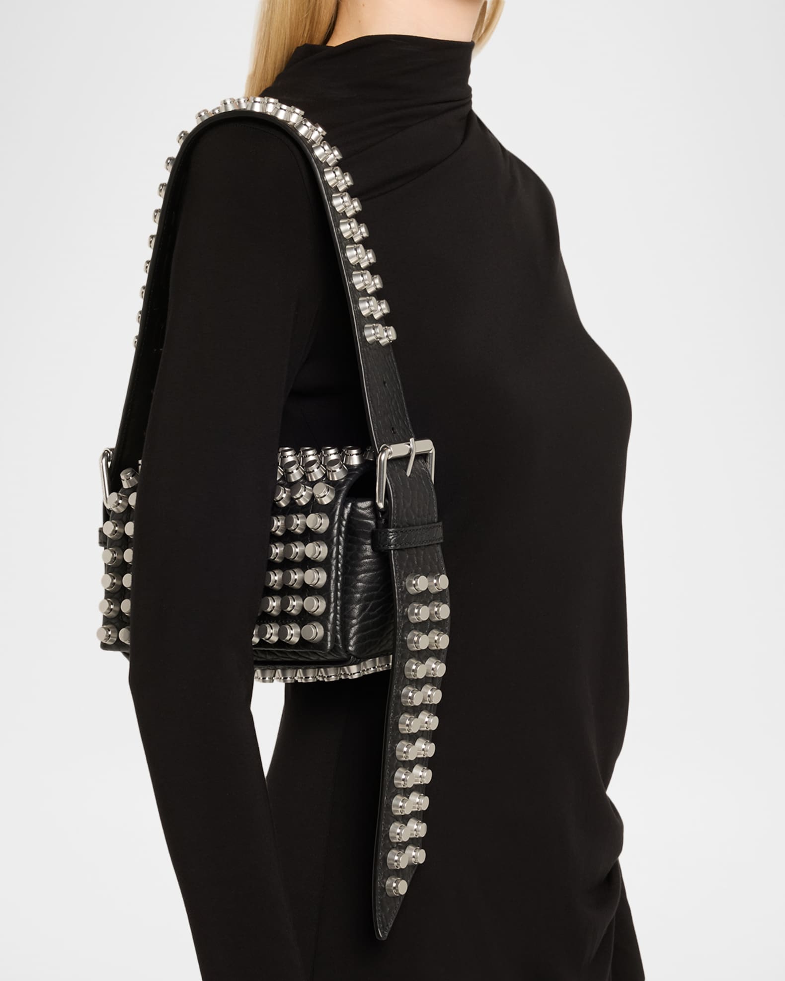 ショルダーバッグ・ポシェット ALEXANDER WANG BLACK LEATHER SMALL RICCO SHOULDER BAG Alexander Wang Small Ricco Leather Shoulder Bag | Black