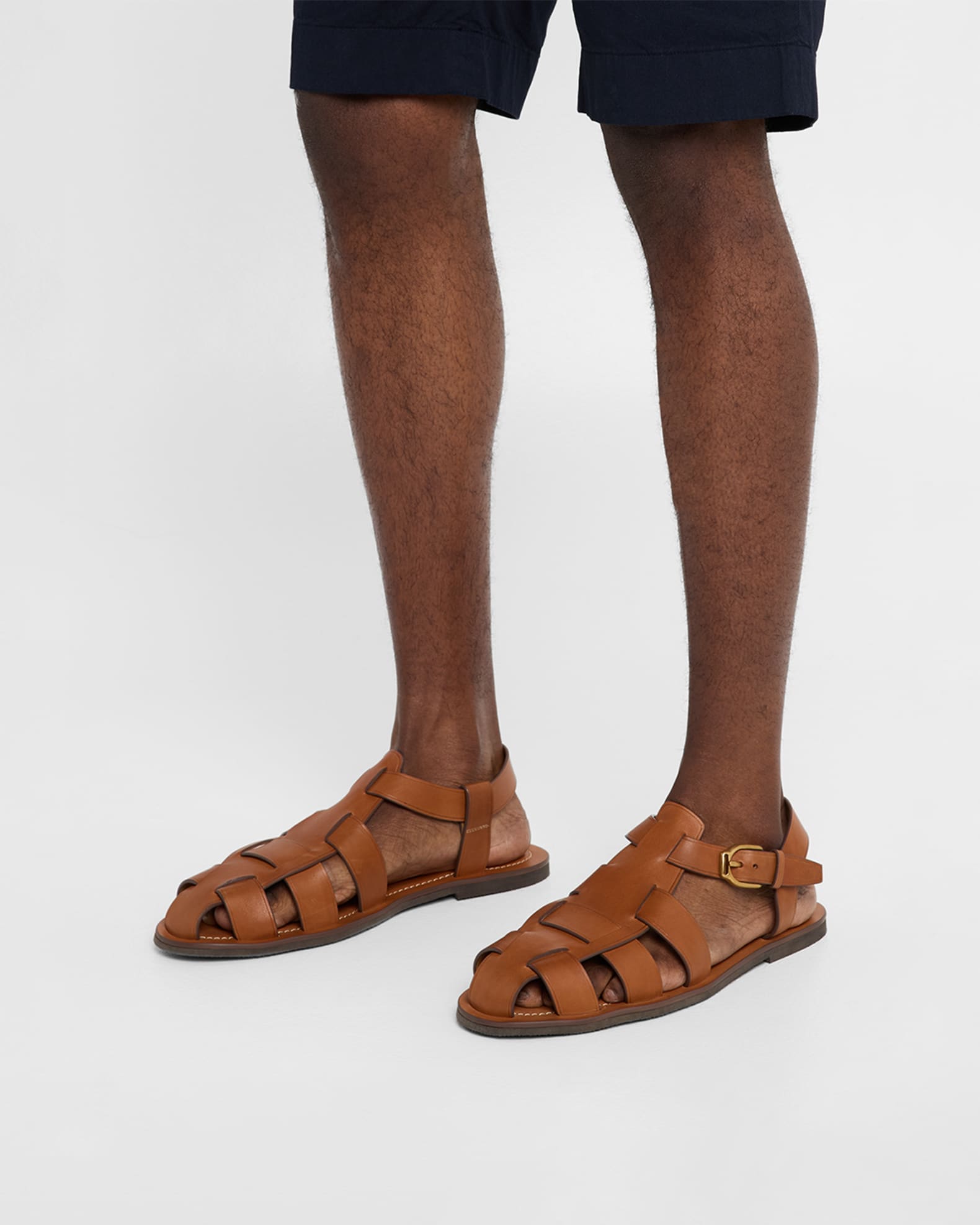 Men's Leather Fisherman Sandals - Thumbnail 2