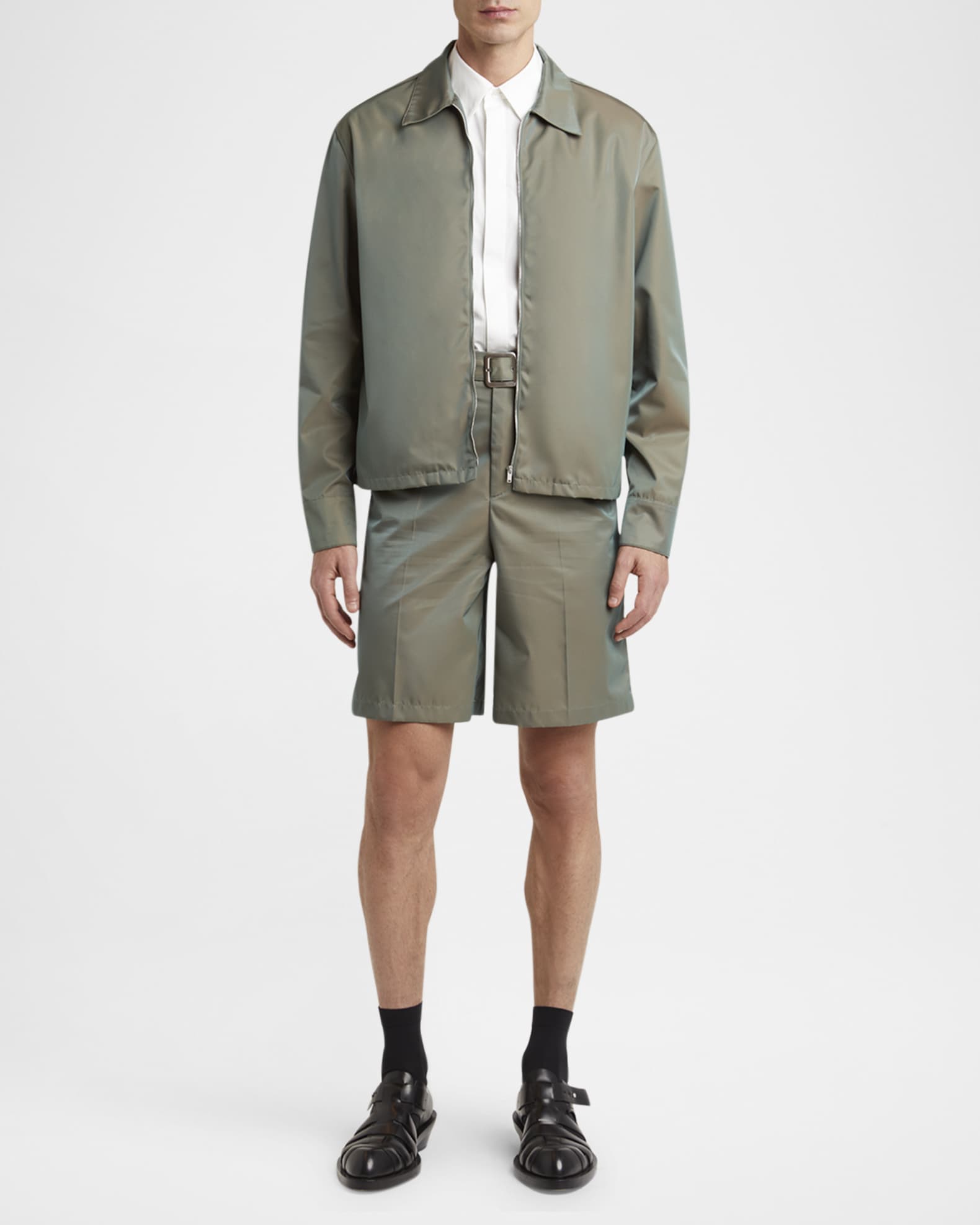 Jil Sander Men's Boxy-Fit Glaze Effect Shirt Jacket | Neiman Marcus