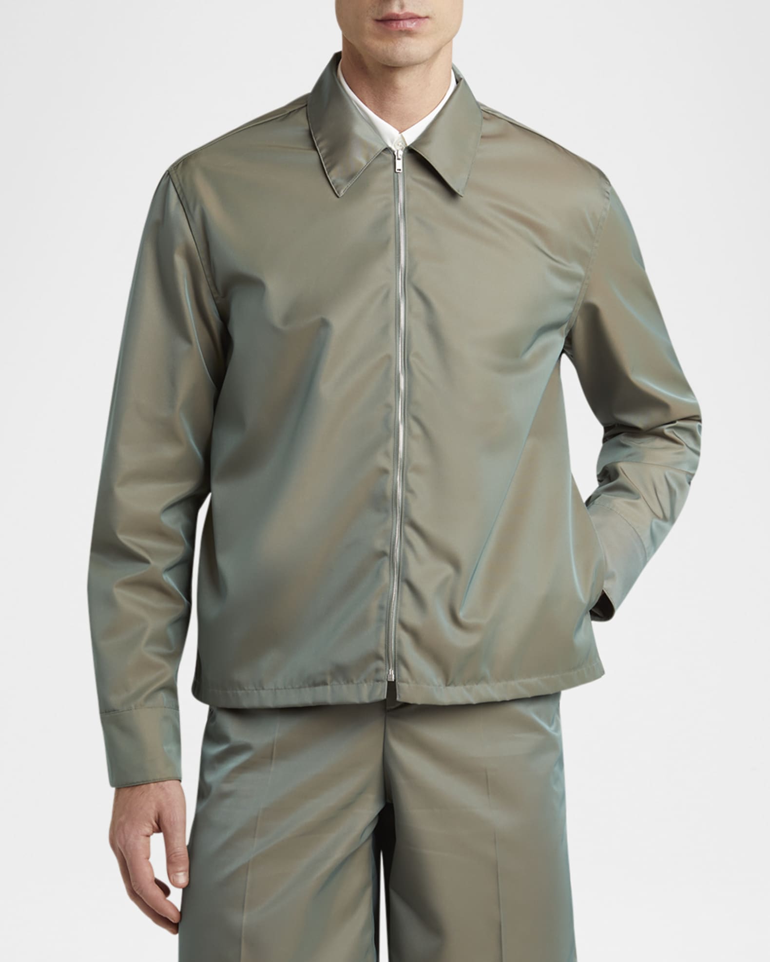 Jil Sander Men's Boxy-Fit Glaze Effect Shirt Jacket | Neiman Marcus