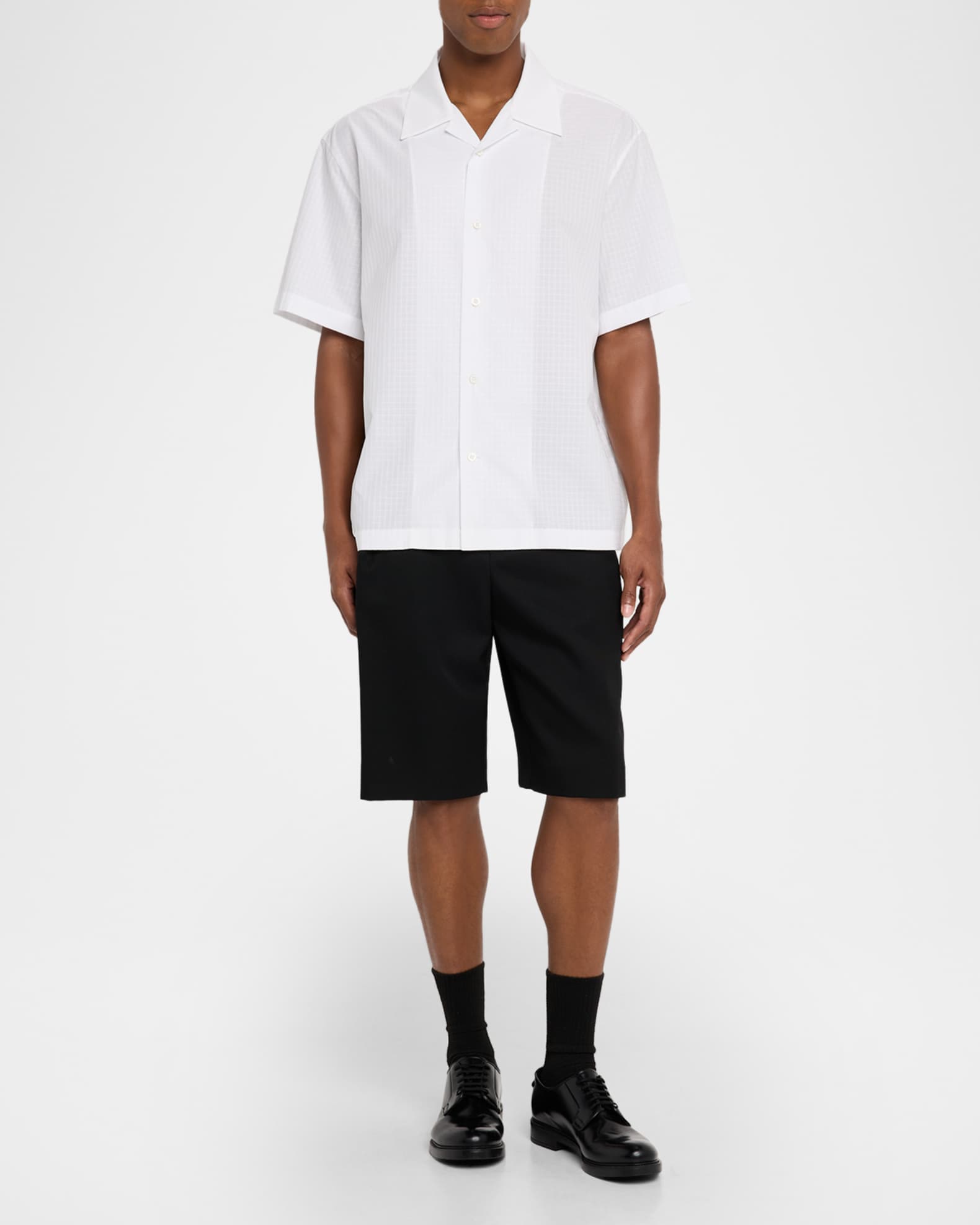 Men's Boxy Fit Grid Check Short-Sleeve Shirt 1