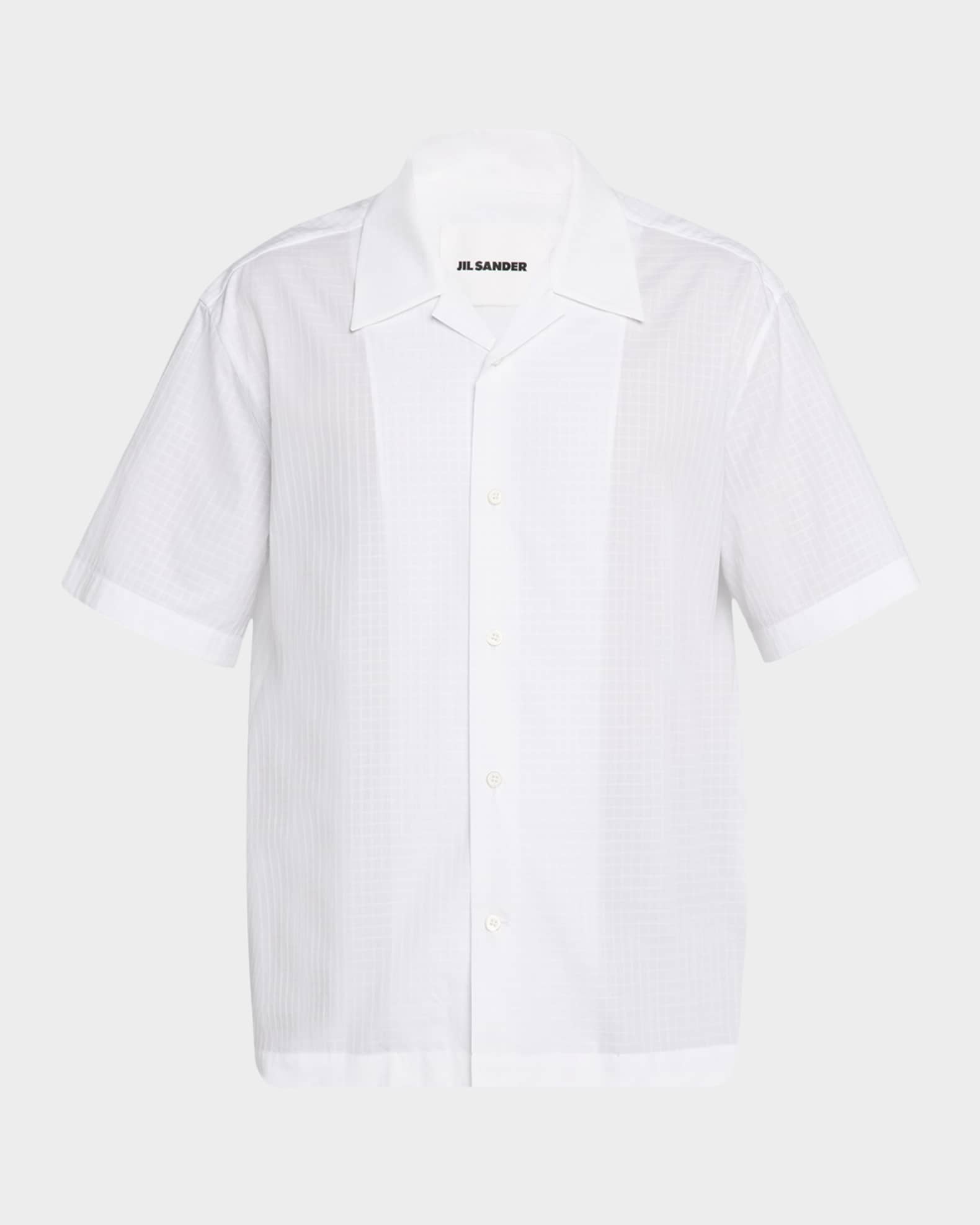 Men's Boxy Fit Grid Check Short-Sleeve Shirt 0