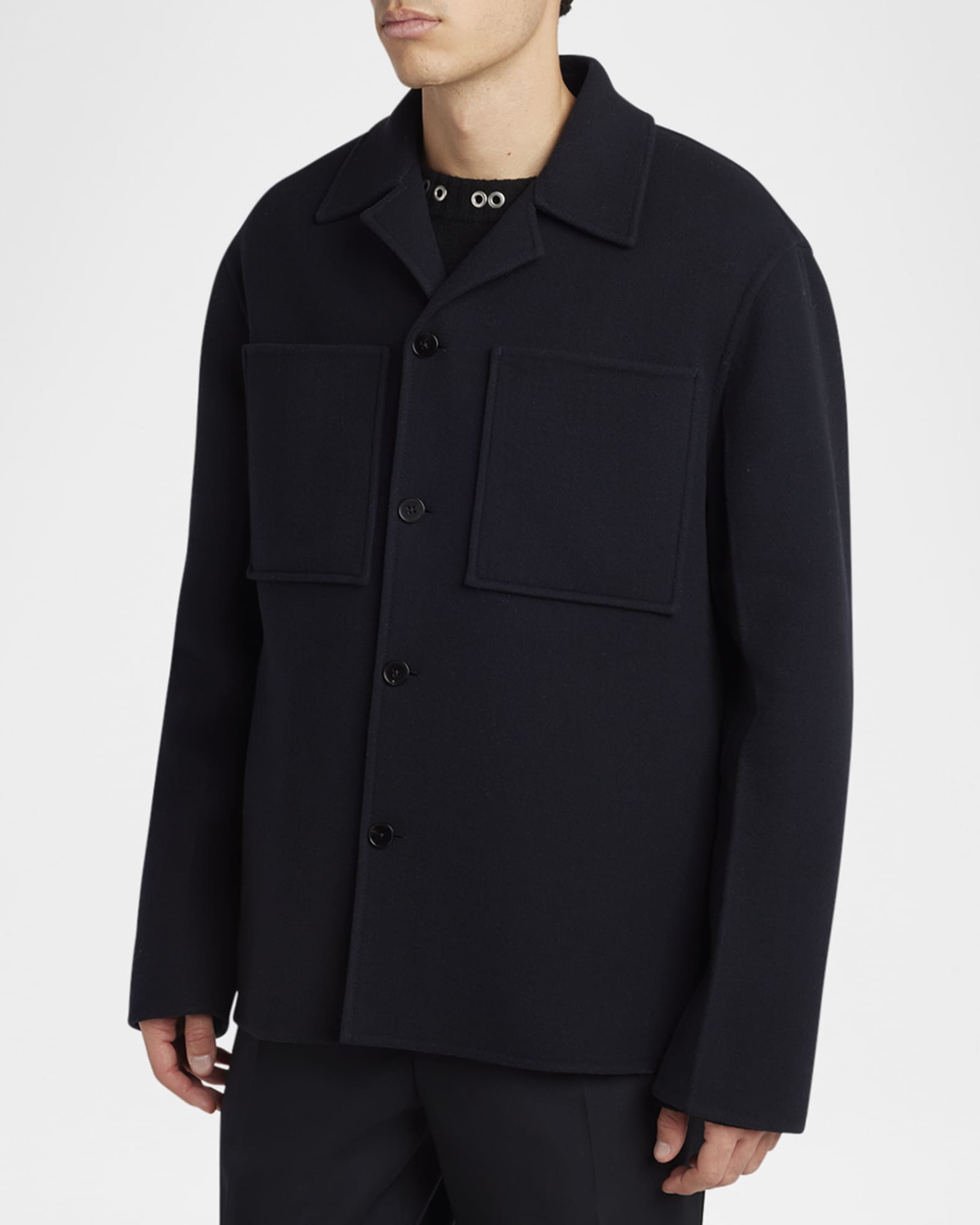 Jil Sander Men's Wool Boxy-Fit Shirt Jacket | Neiman Marcus