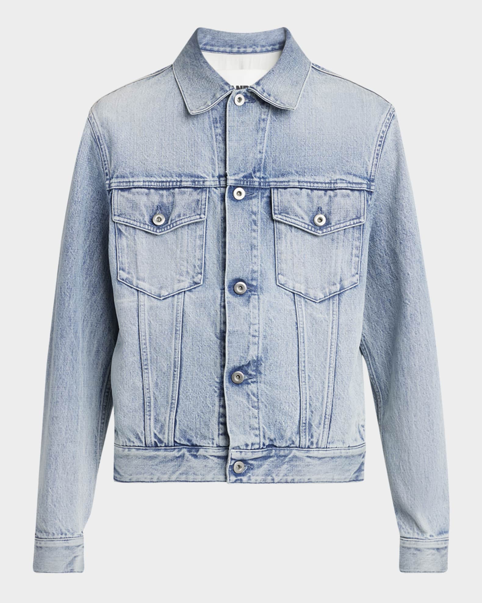Men's Acid-Wash Denim Jacket 0