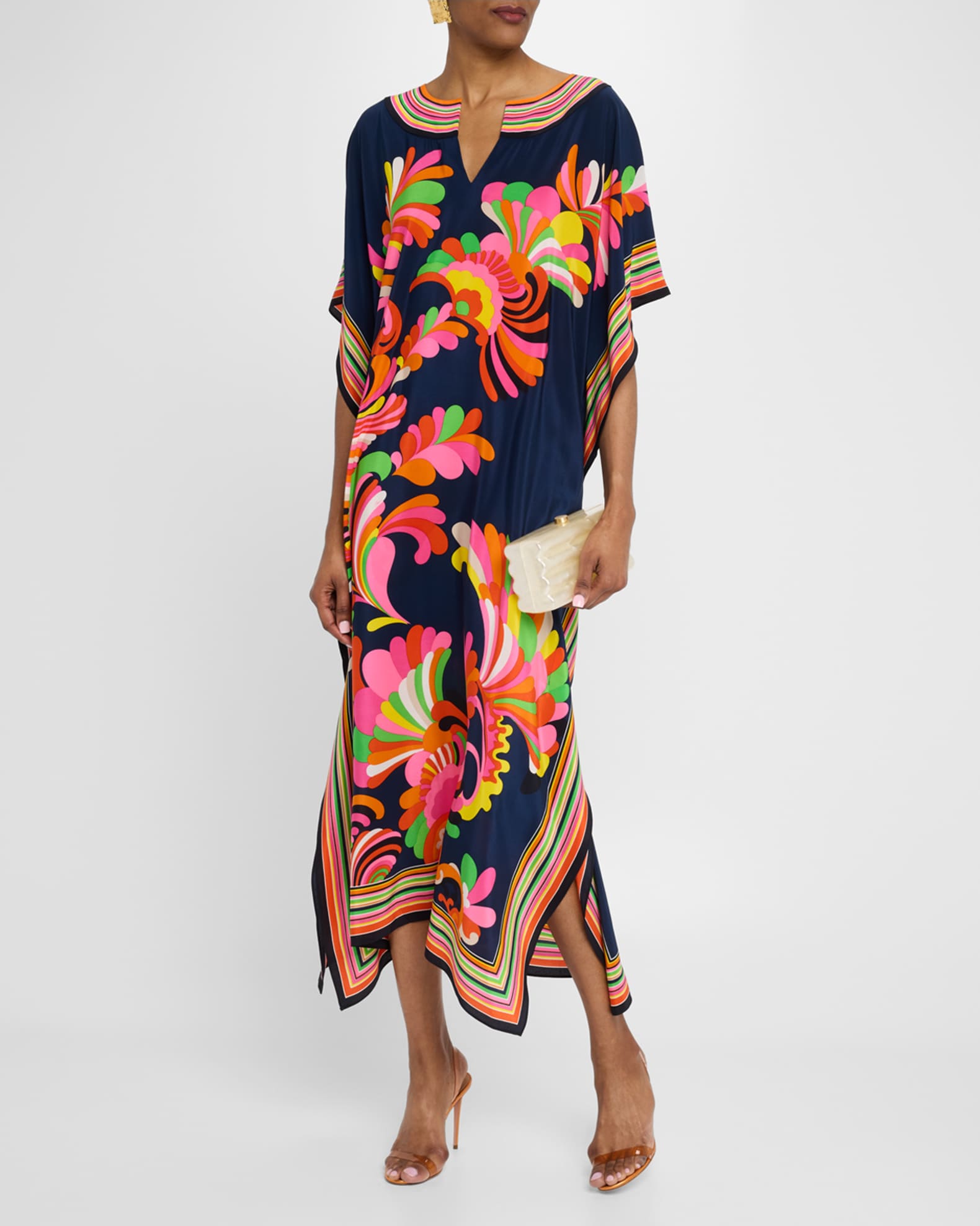 Theodora Silk Crepe De Chine Maxi Caftan 1