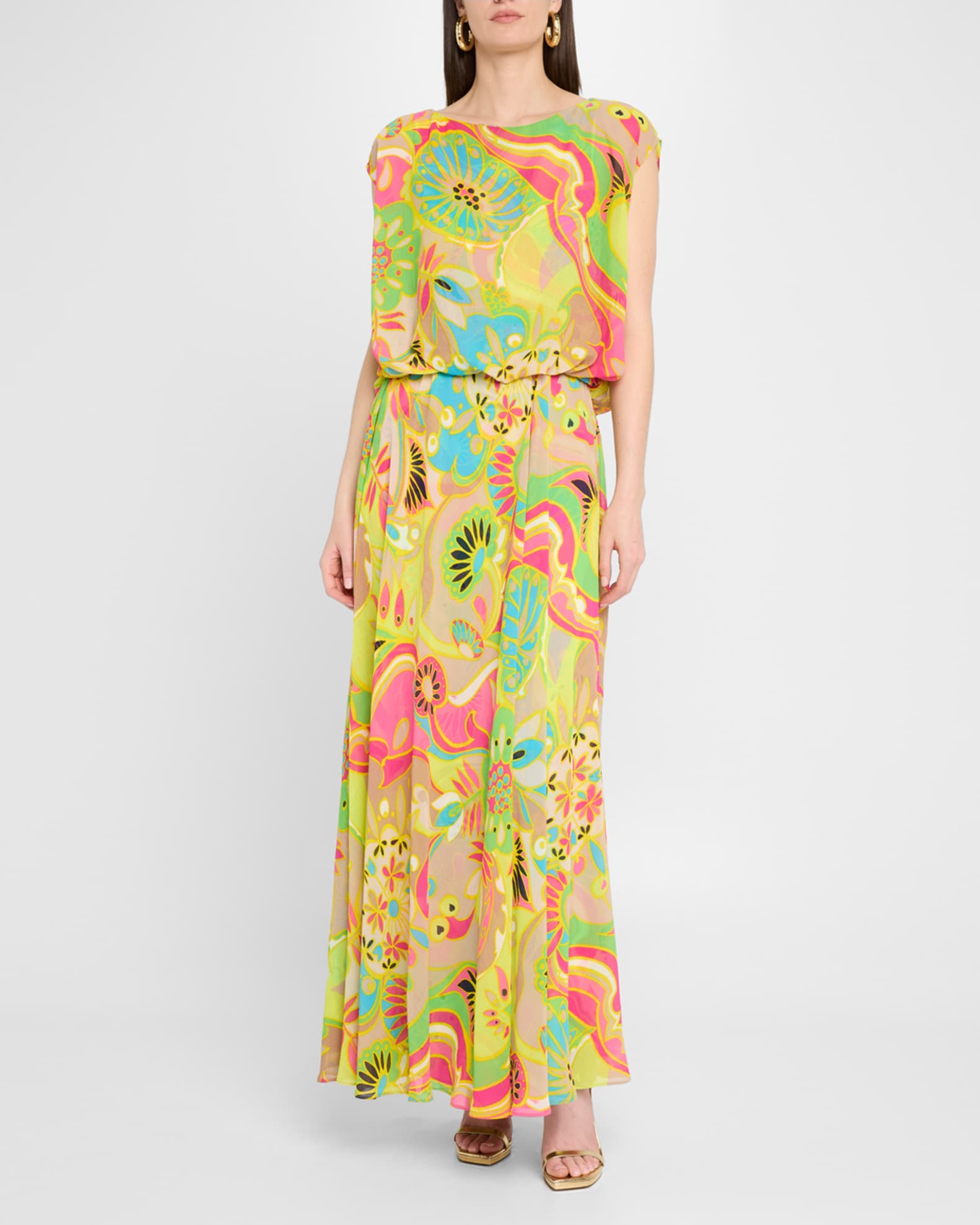 Vantage Floral-Print Georgette Maxi Dress 1