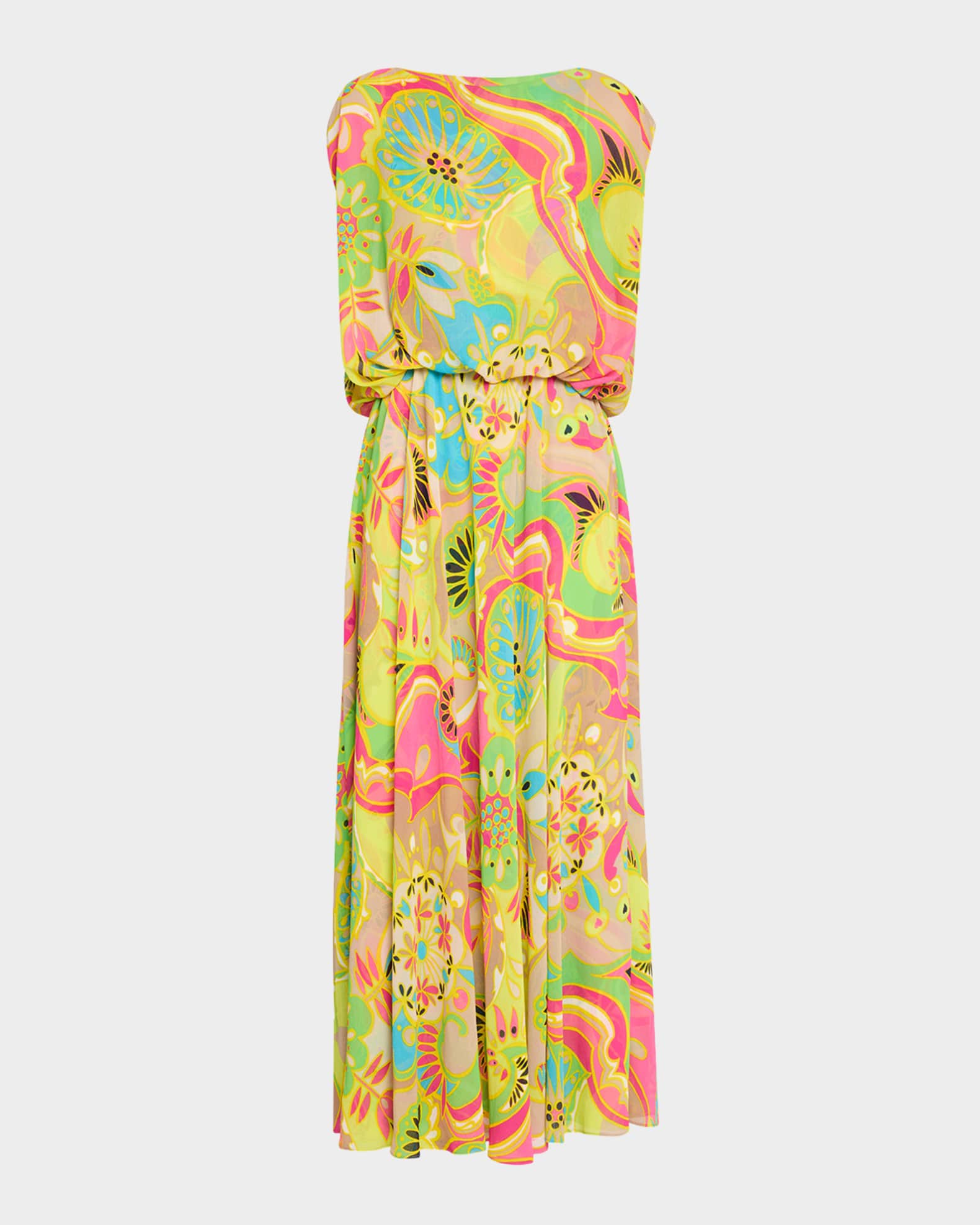 Vantage Floral-Print Georgette Maxi Dress 0