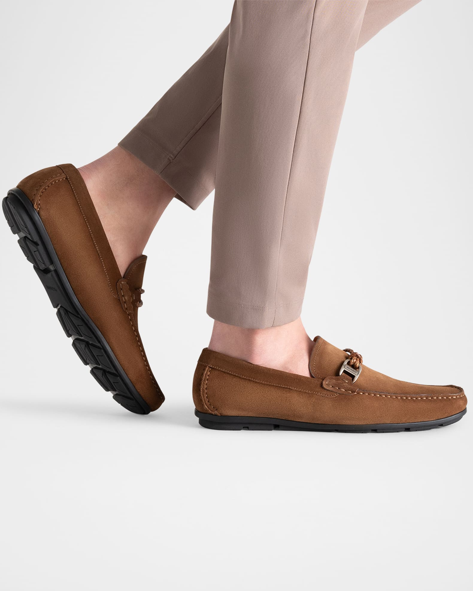 Men's Monterey Suede Braided-Bit Loafers 1