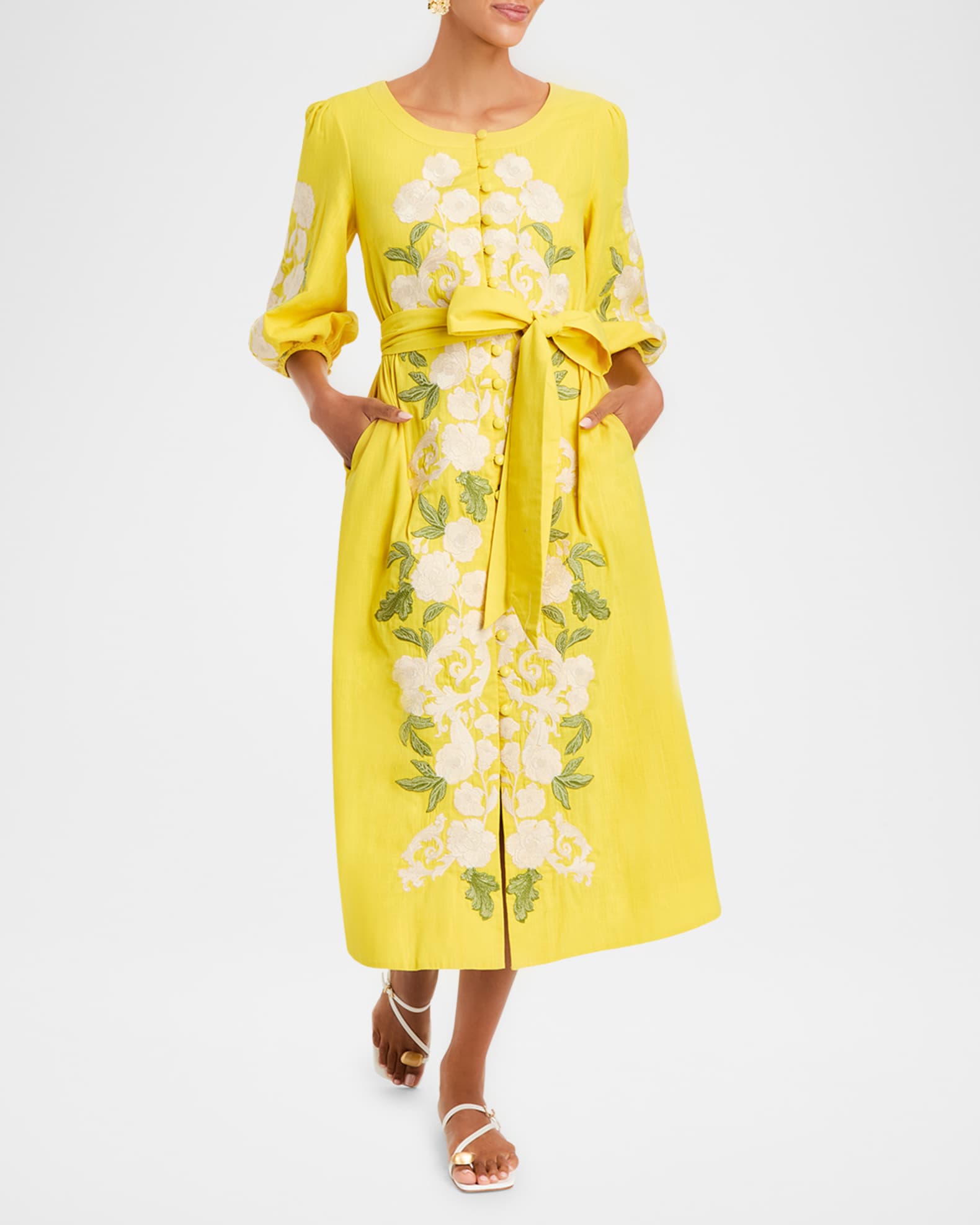 Suzanna Floral-Embroidered Cotton Midi Dress 1