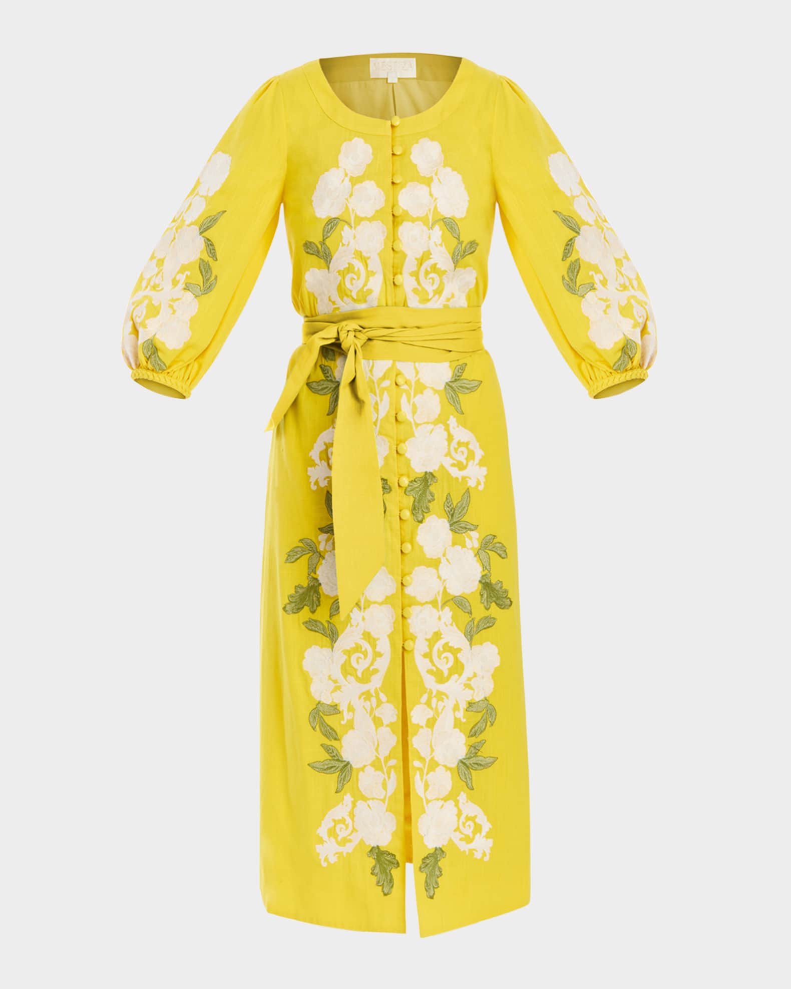Suzanna Floral-Embroidered Cotton Midi Dress 0