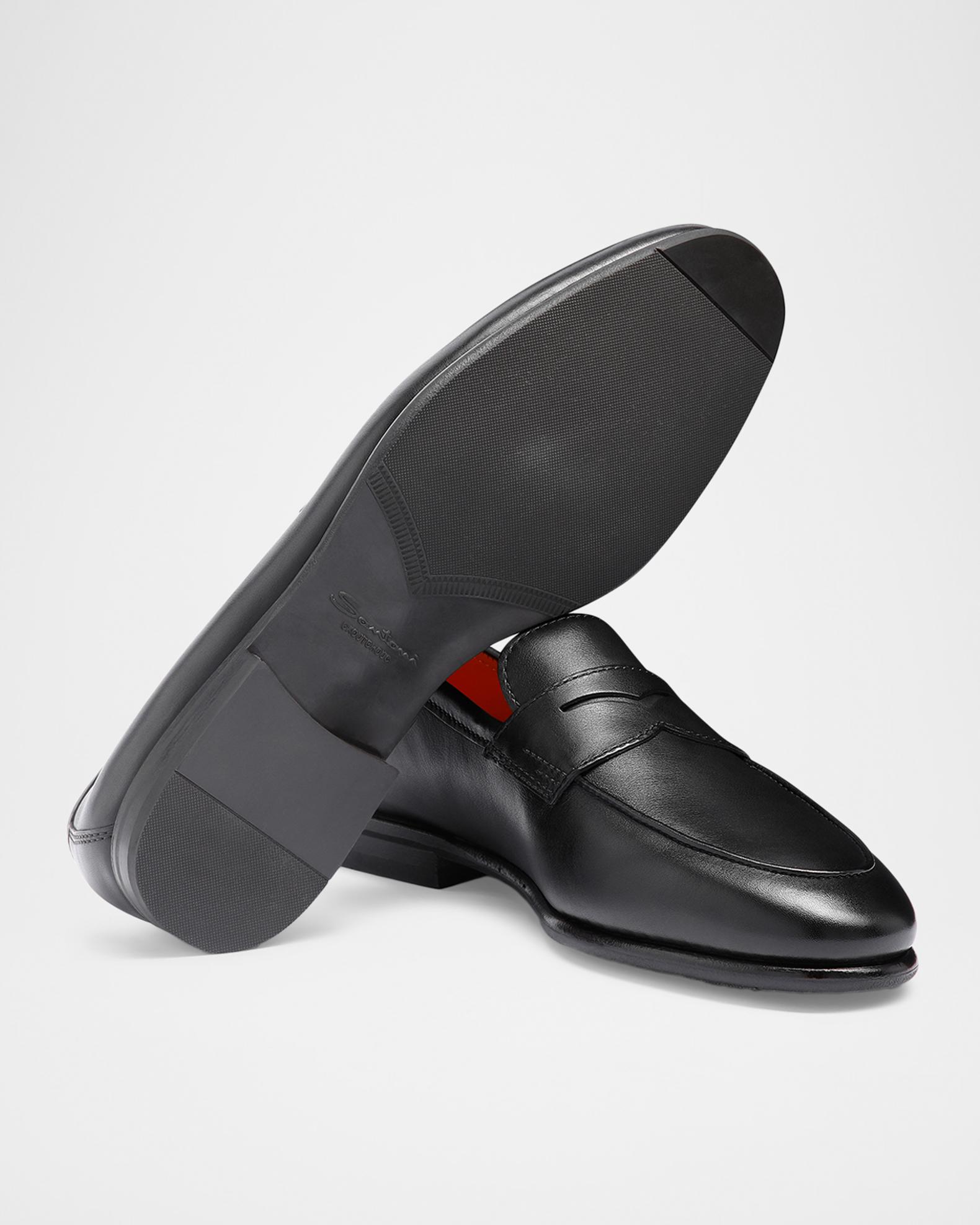 SANTONI Black Leather Penny Loafer 7 1/2 D Santoni Santoni Men main image 3