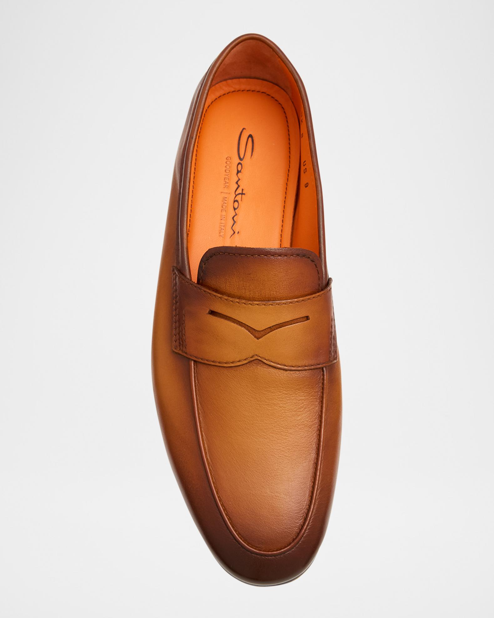Santoni Moc-Sewn Penny Loafers in Chestnut Calfskin *Italy* Santoni Men main image 2
