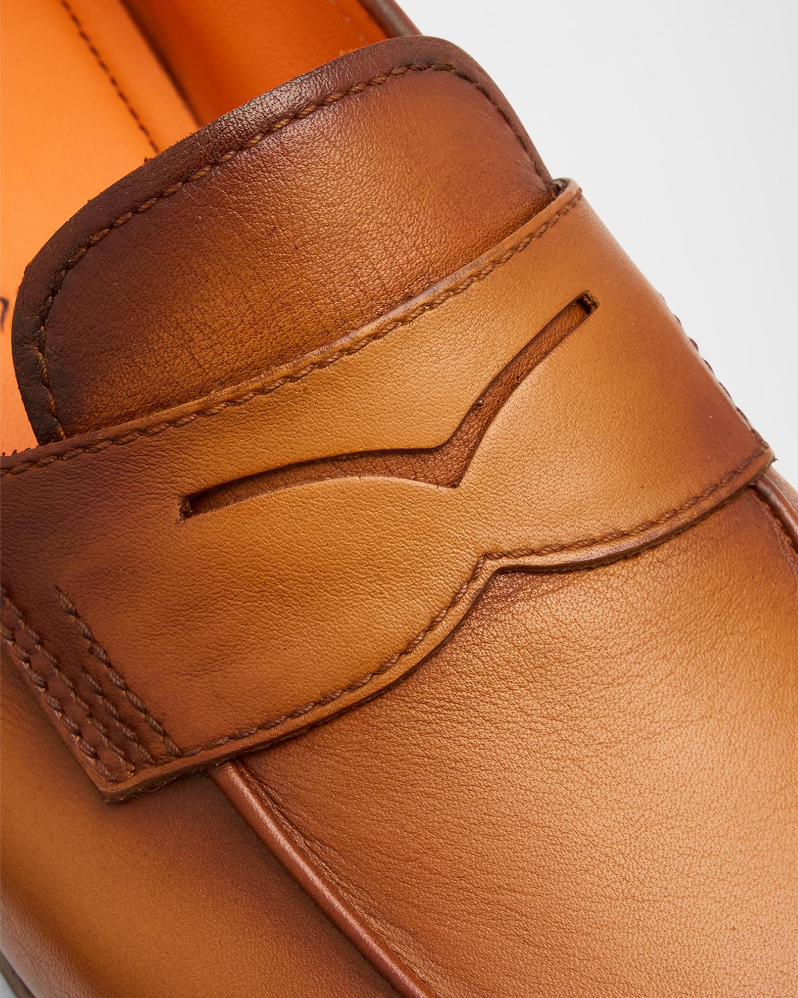 Santoni Moc-Sewn Penny Loafers in Chestnut Calfskin *Italy* Worn 2x SANTONI Brown Buttery Leather Moc Toe Penny Loafers  main image 2