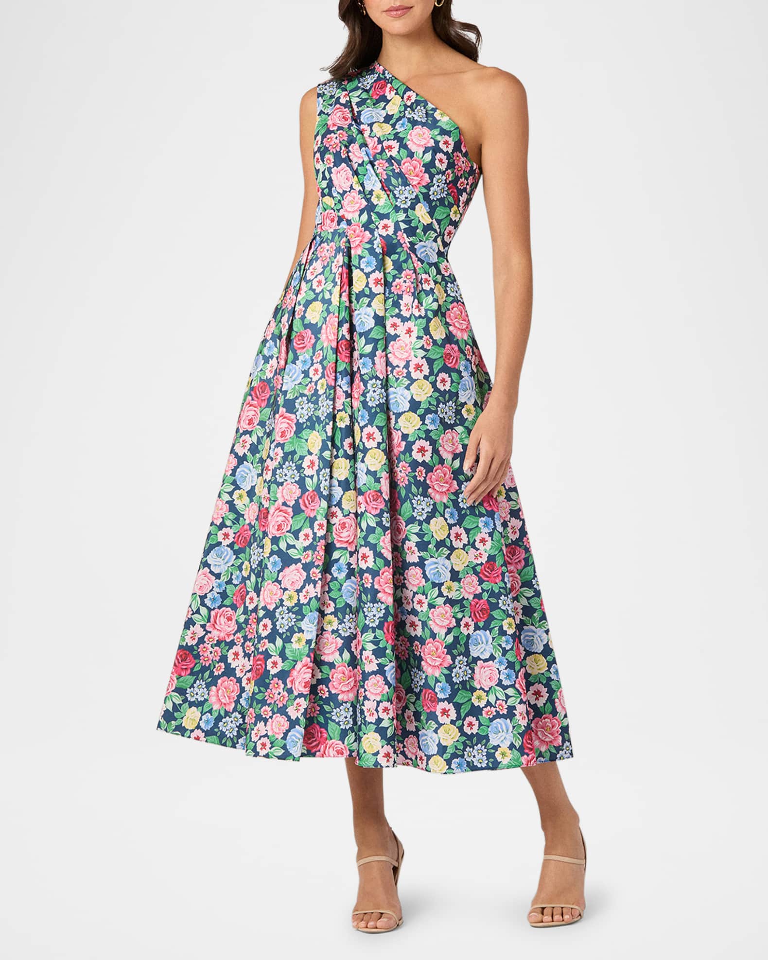 Edina Pleated Floral-Print Midi Dress 1