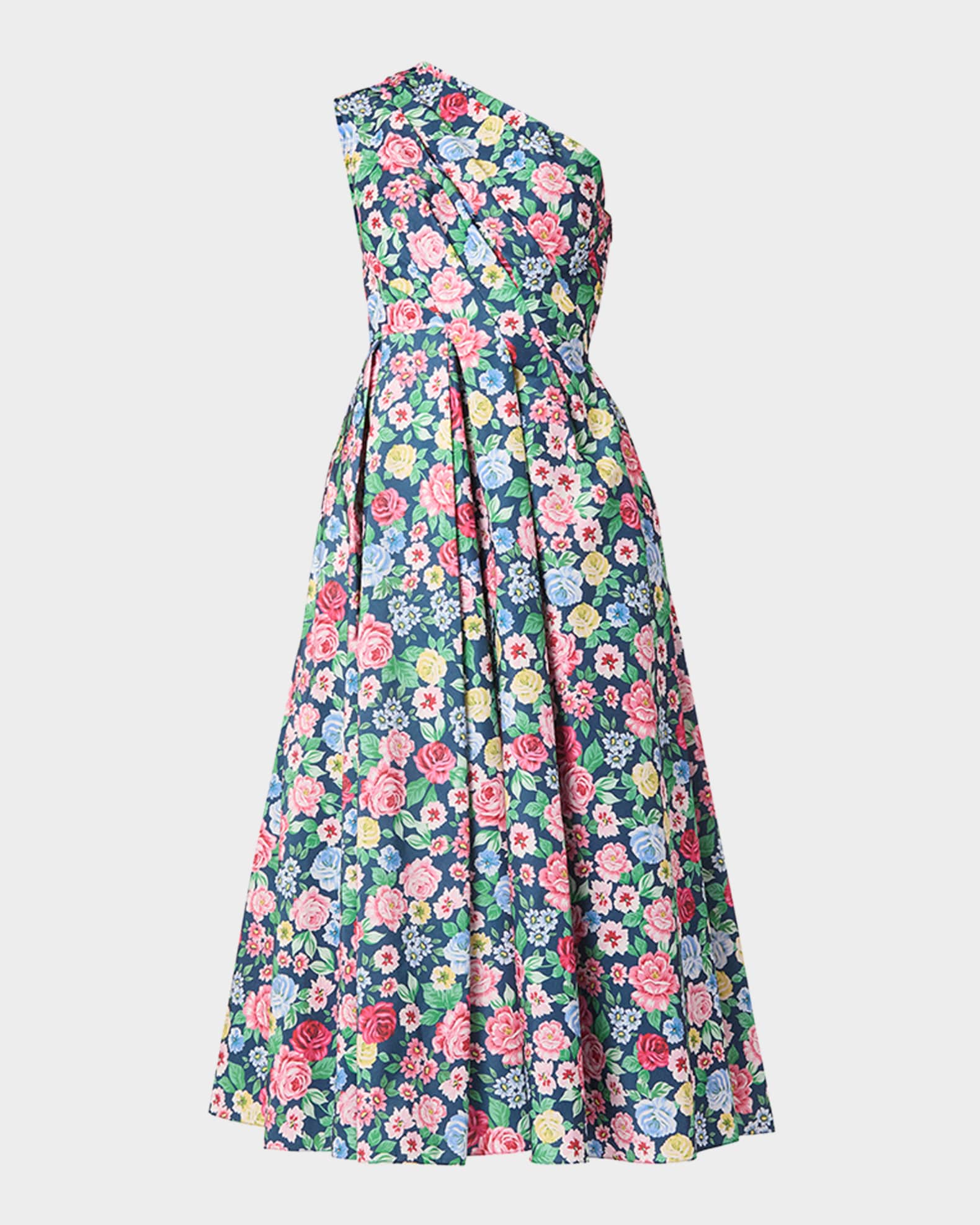 Edina Pleated Floral-Print Midi Dress 0