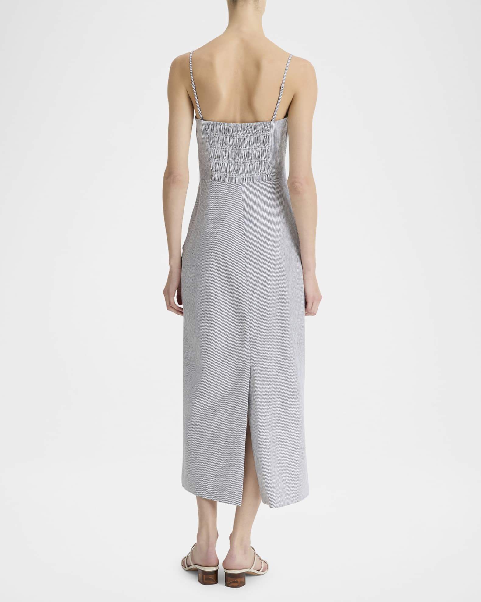 Vince Ticking Striped Draped Dress - Iris Slate - 6