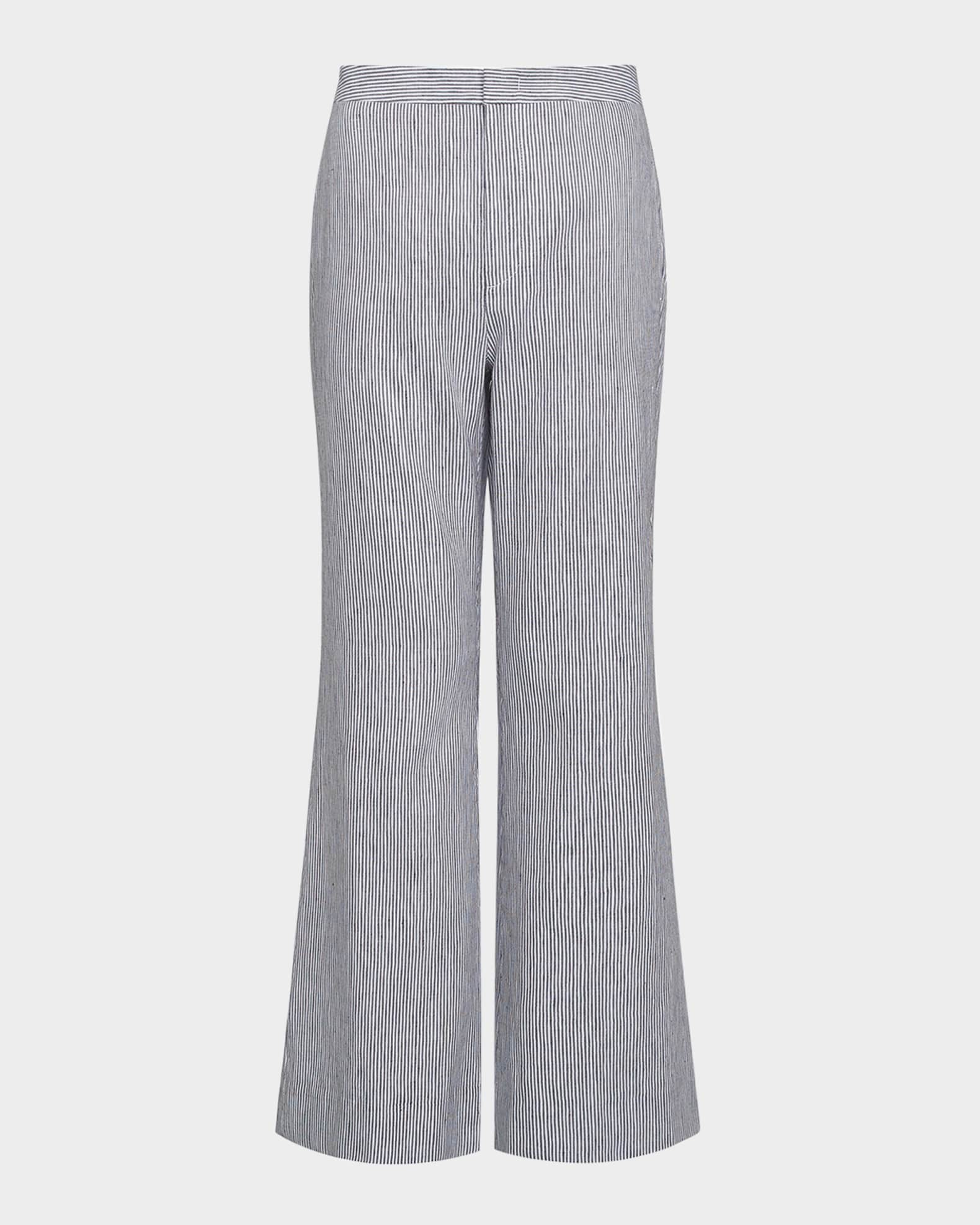 Ticking Stripe Cropped Flare Trousers 0